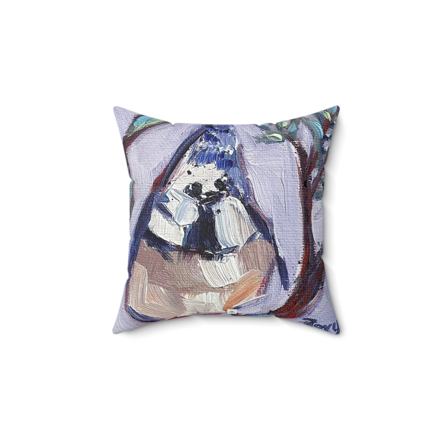 Fat Little Crested Tit Indoor Spun Polyester Square Pillow
