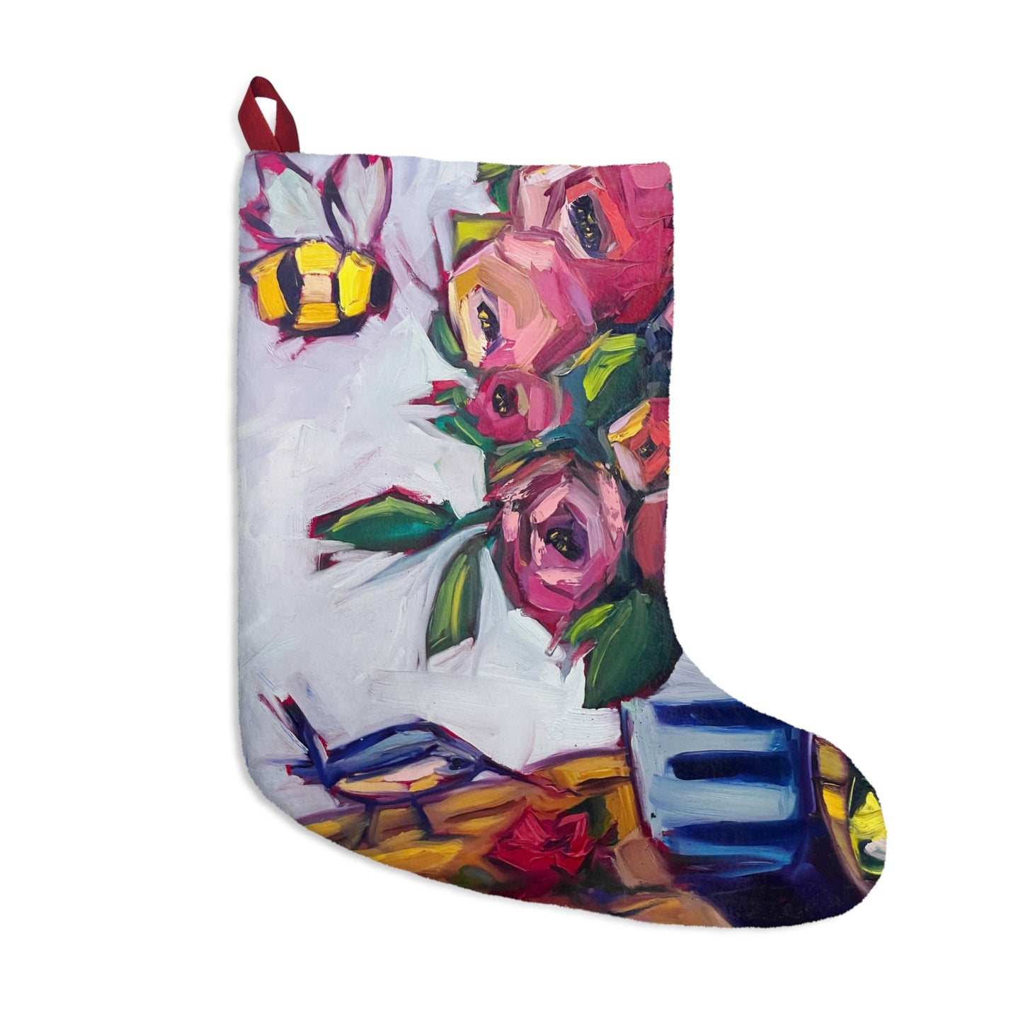 Bee Blooms Colorful Christmas Stocking