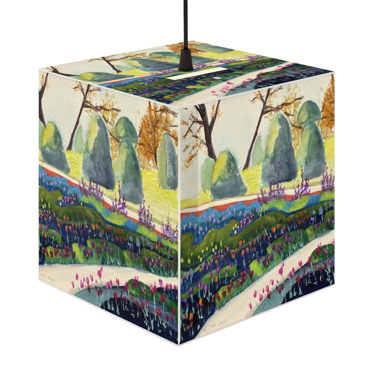 English Tulip Garden Cube Lamp