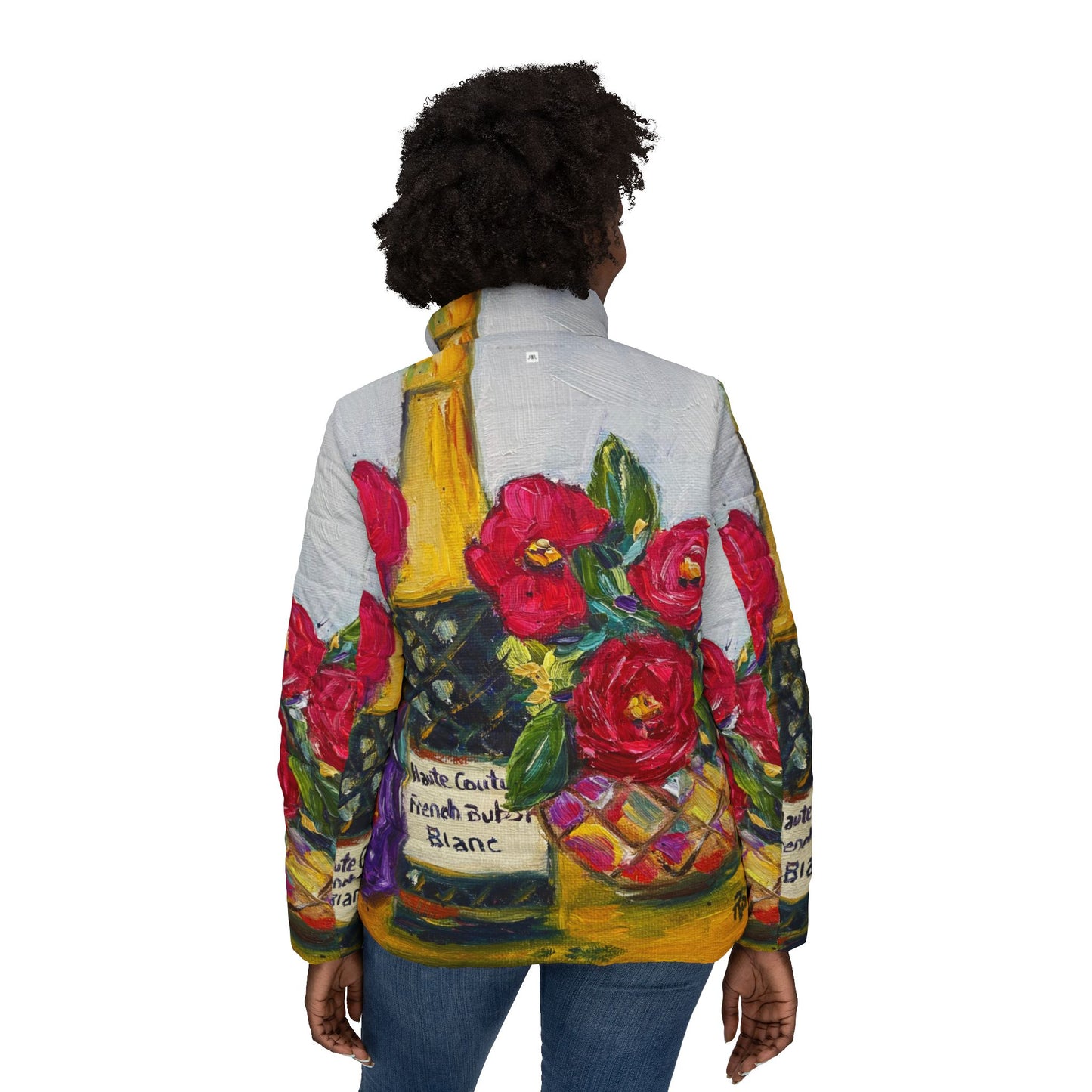 Women's Puffer Jacket - Roxy Rich Fine Art -French Bubbles
