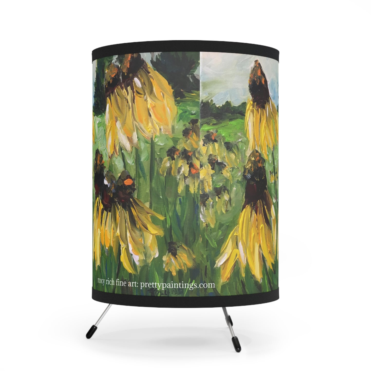 Yellow Coneflowers  Tripod Lamp