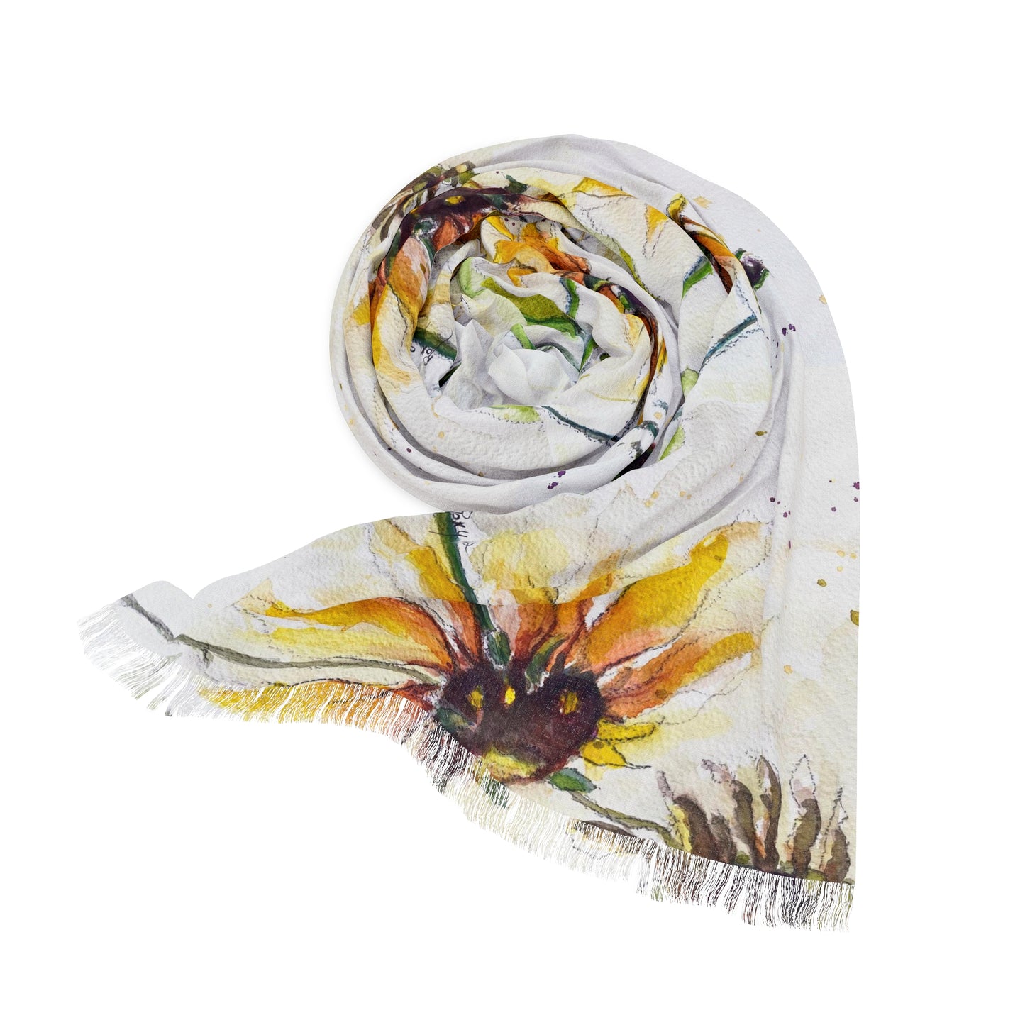 Colorful Scarf — Artistic Lightweight Neck Wrap- Autumn Sunflowers