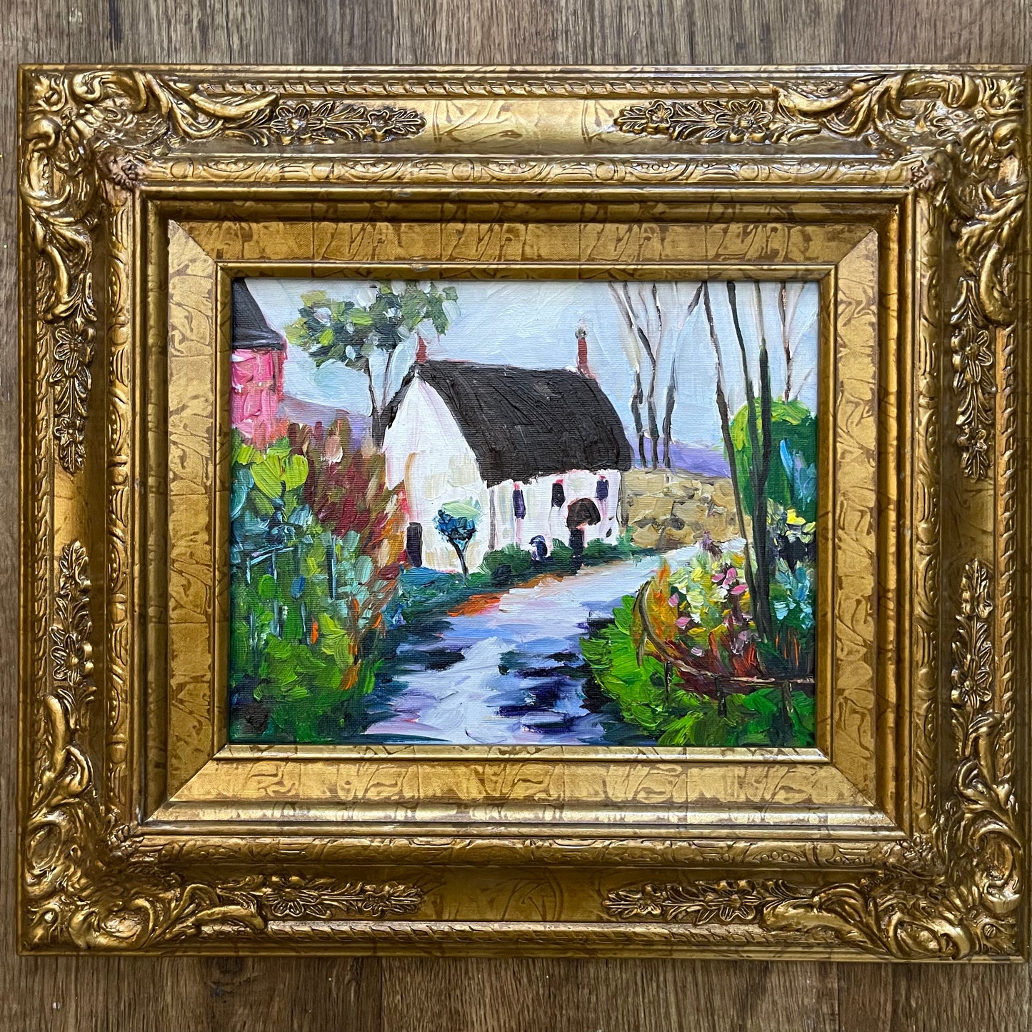 Charming Cotswolds Cottage Original Oil Painting 8 x 10 Framed
