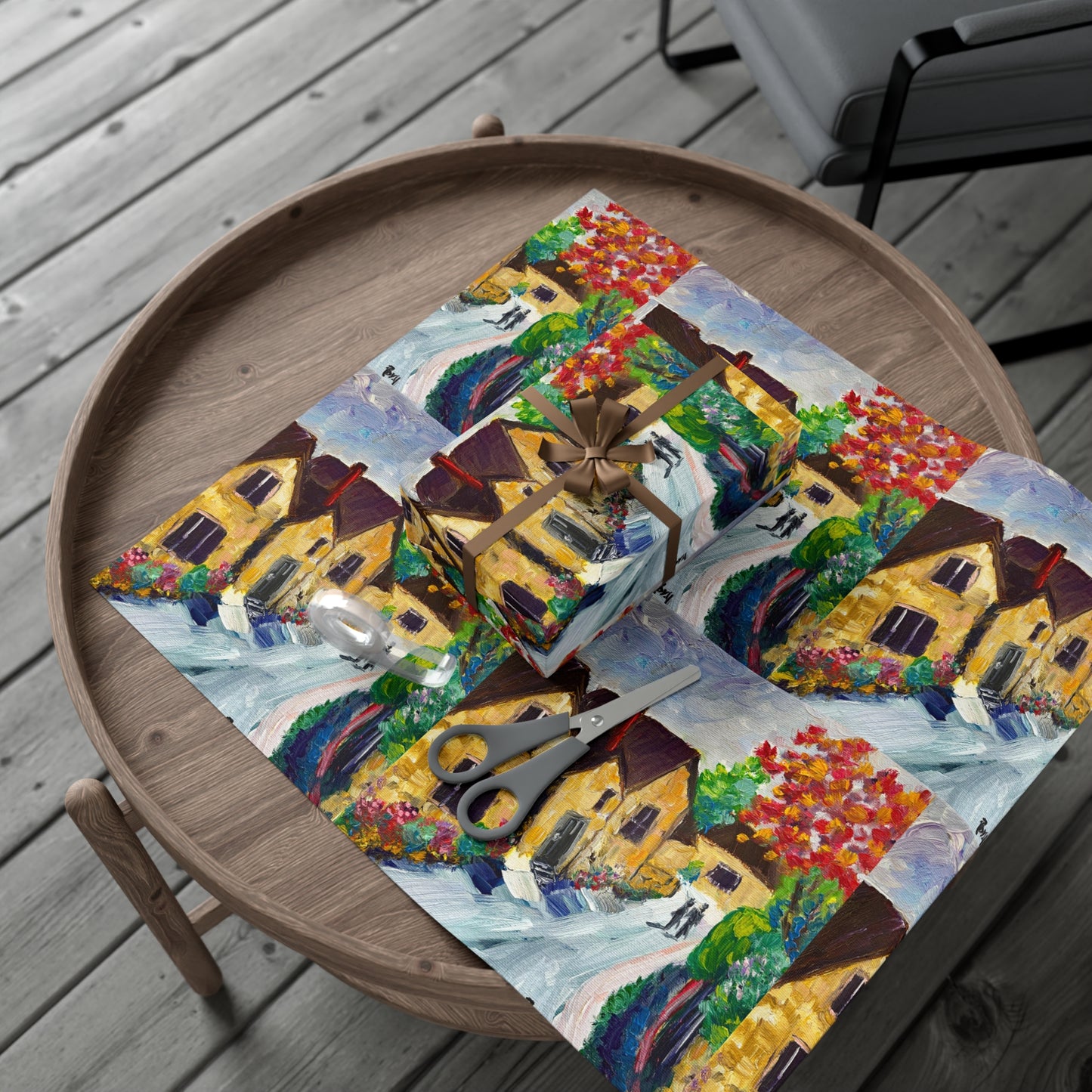 Charming Medieval Village Cottages Cotswolds Gift Wrapping Paper -Ships from America