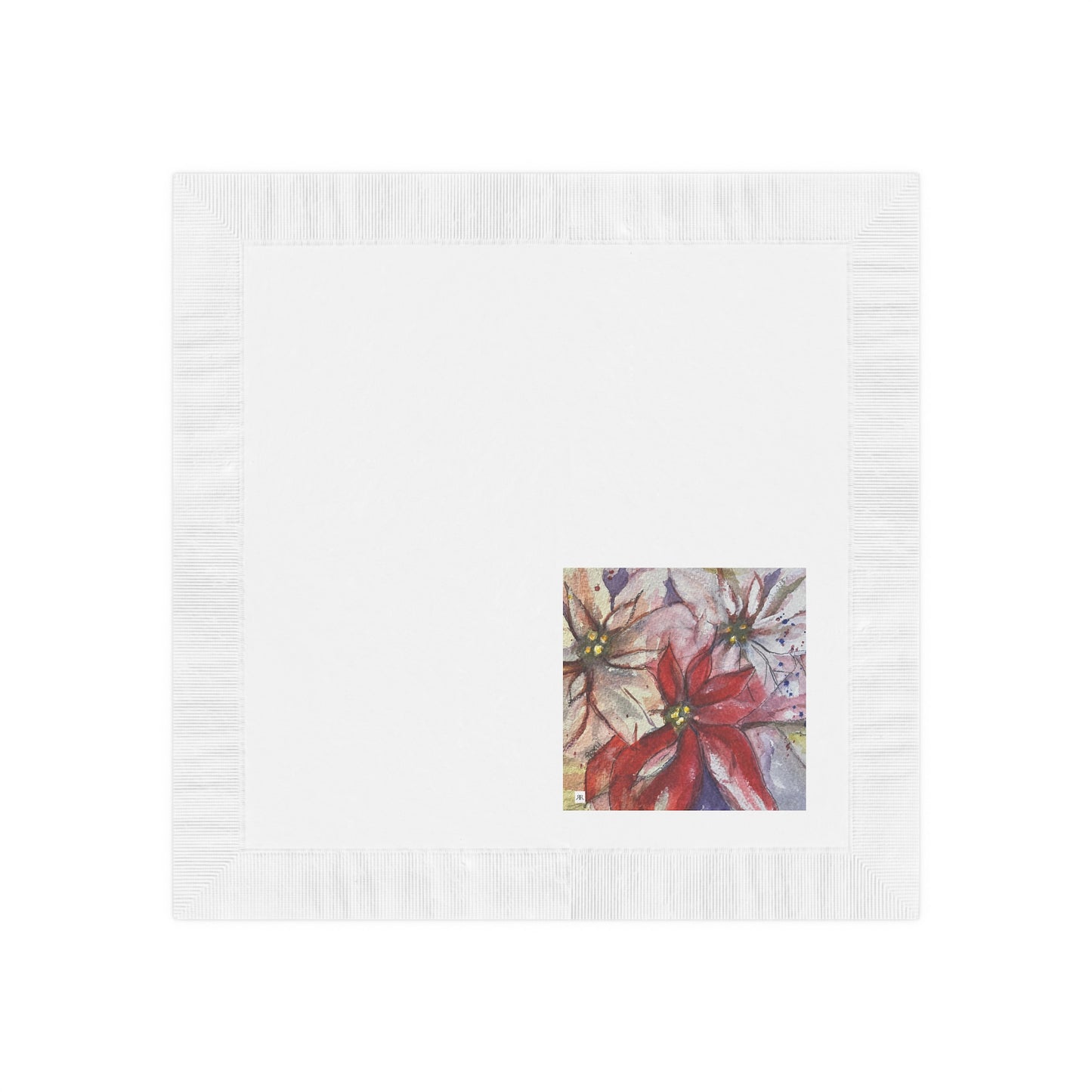 Poinsettias-White Coined Napkins