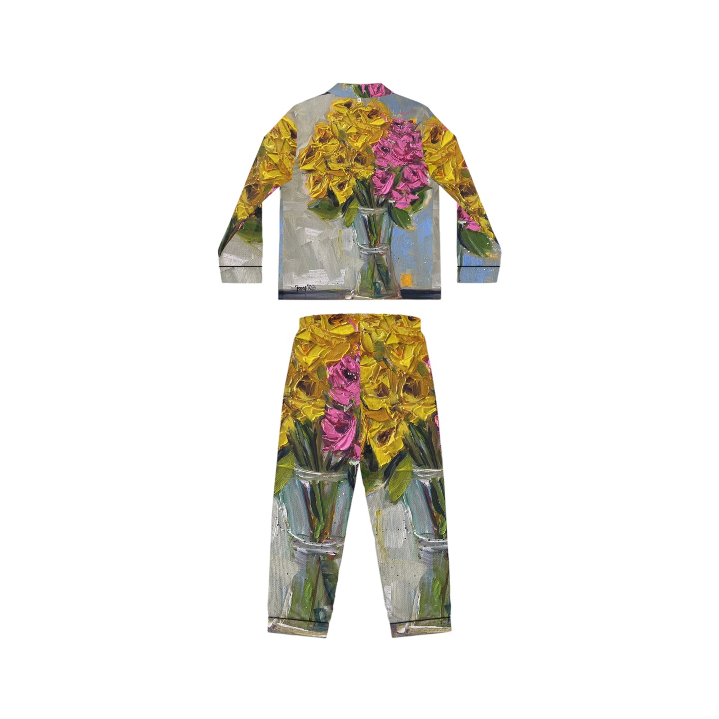 Satin Pajamas - Pink and Yellow Roses