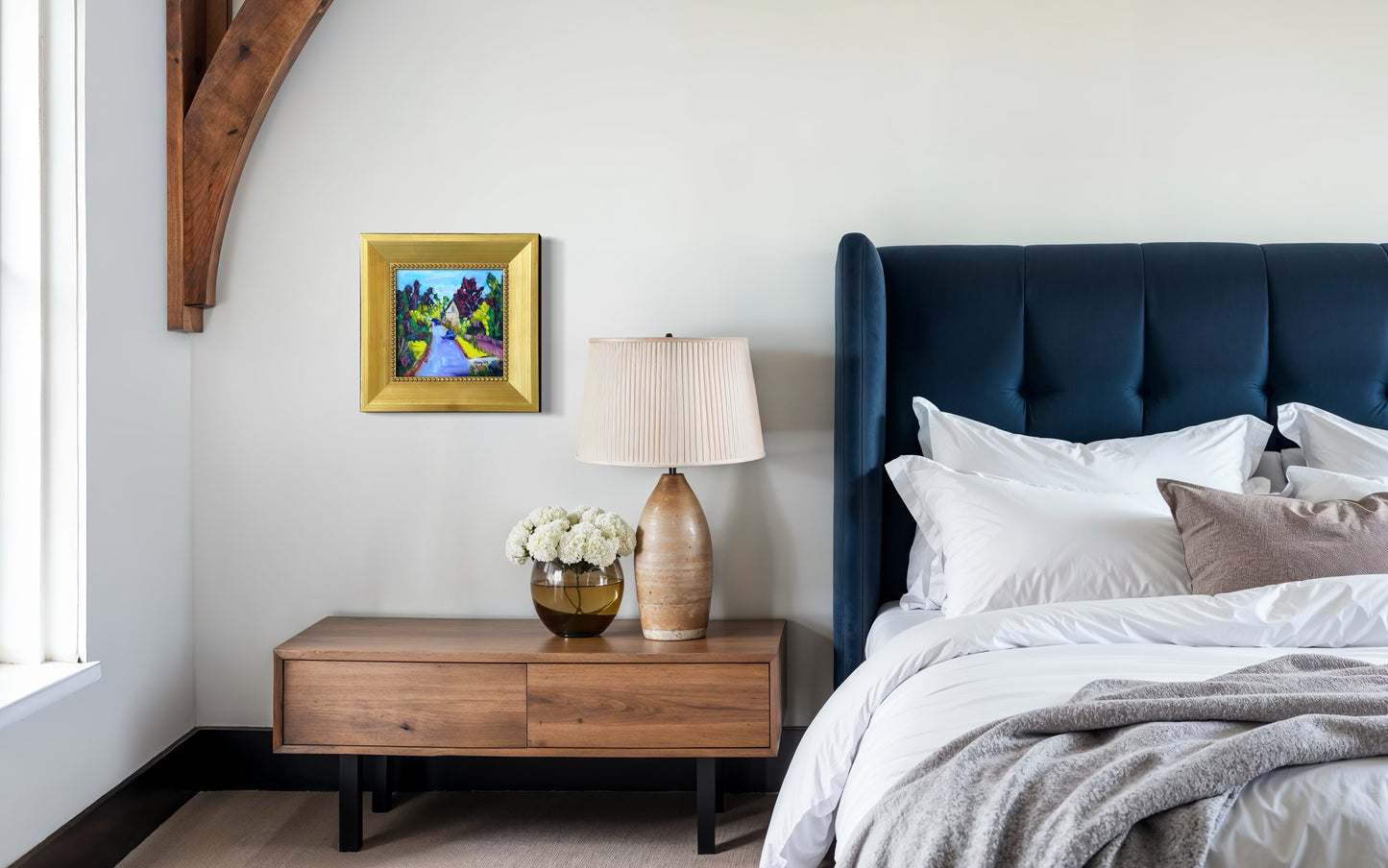 Passing through Whitney-Cotswolds Original Oil Painting 8 x 8 Framed