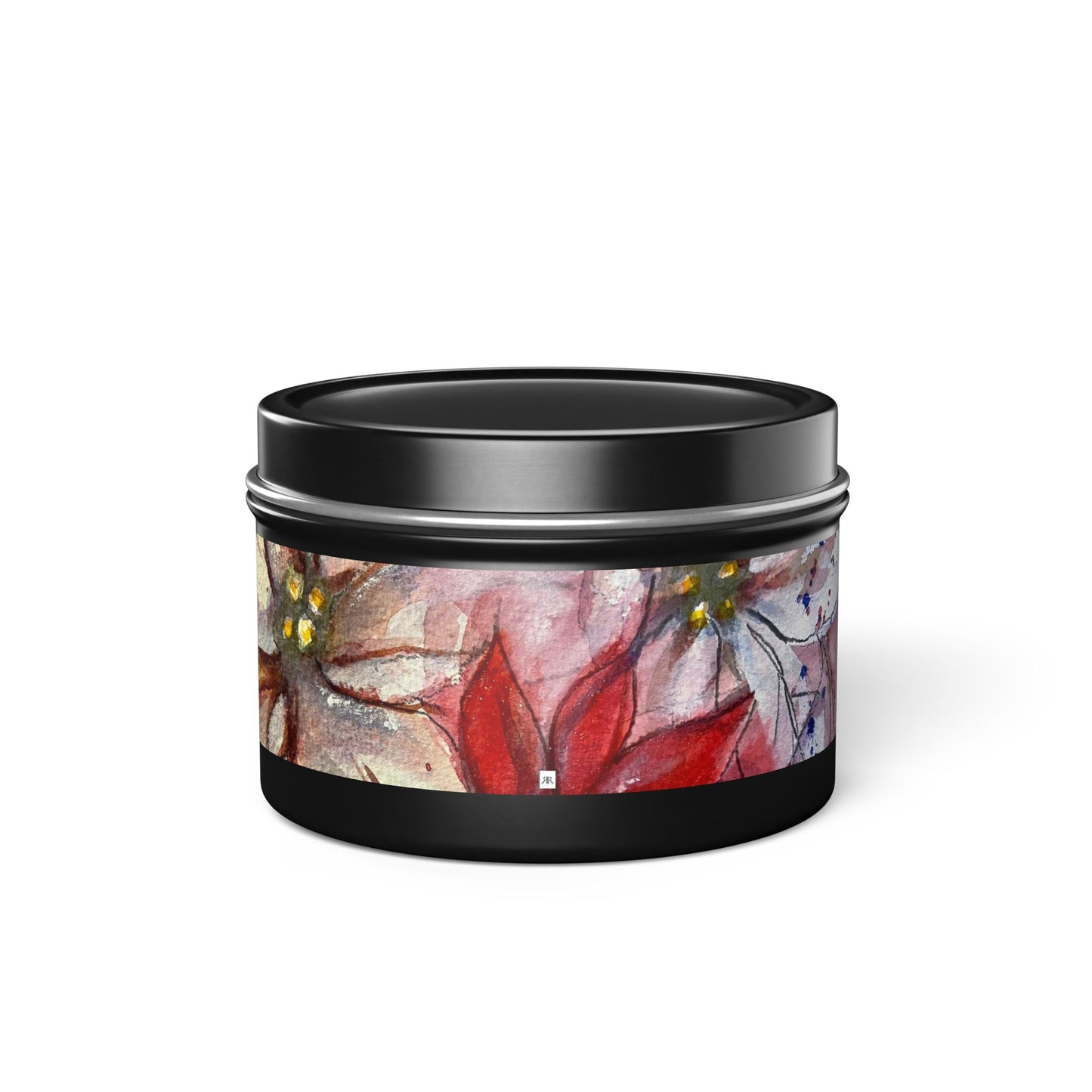 Tin Candle-Poinsettias