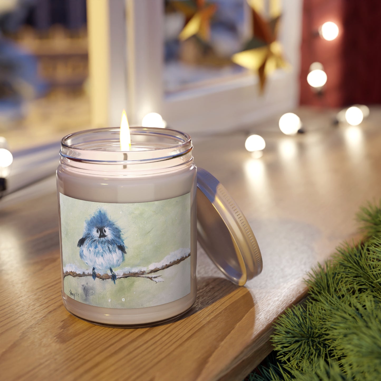 Scented Candles, 9oz=Fluffy Fat Mountain Bluebird on Snowy Branch