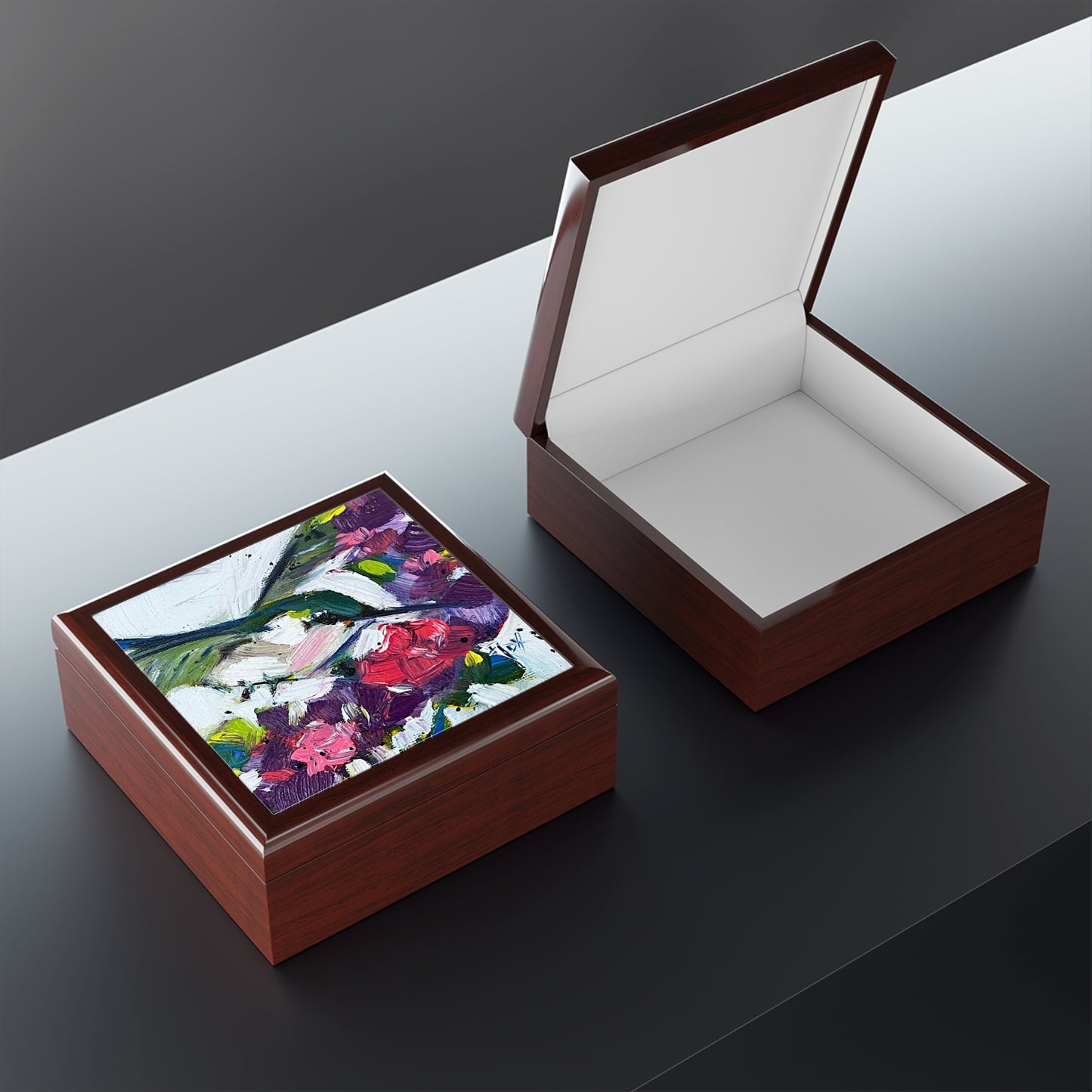 Jewelry Box-Floating on Flowers Hummingbird