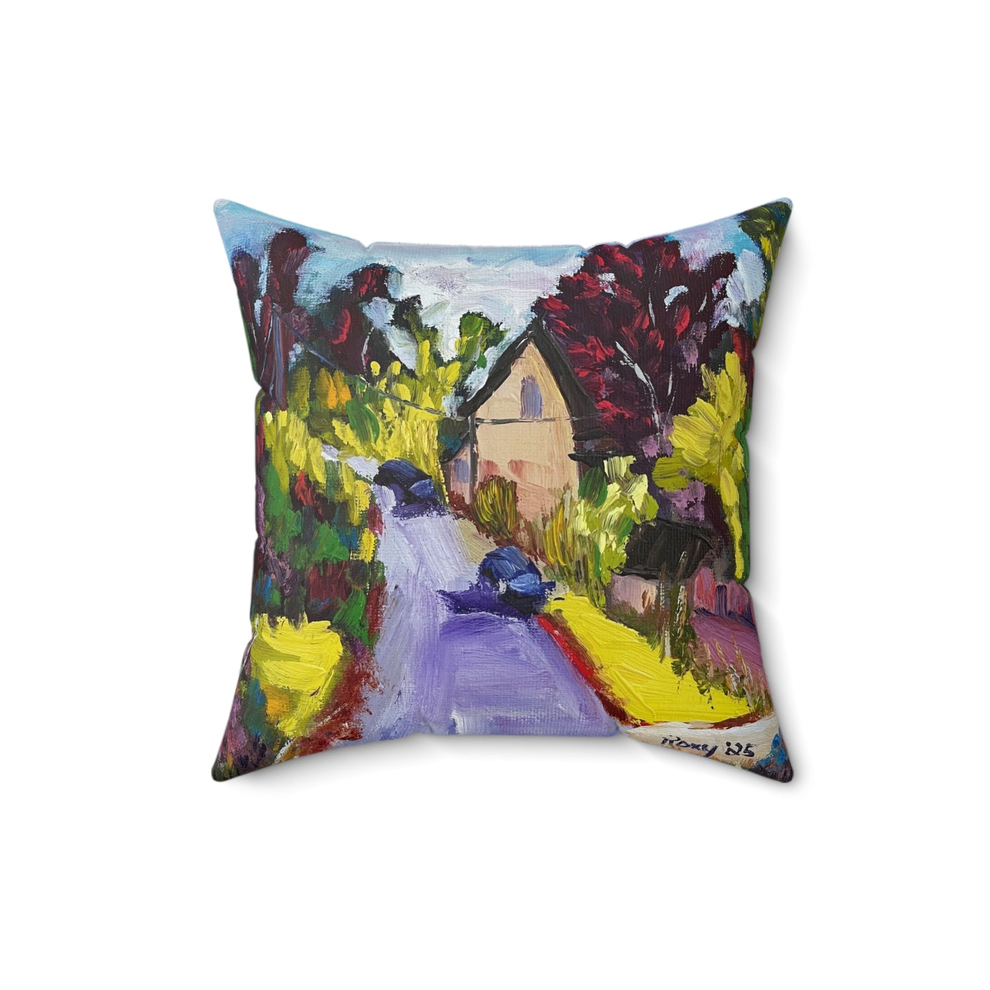Indoor Spun Polyester Square Pillow-Passing Through Whitney-Cotswolds