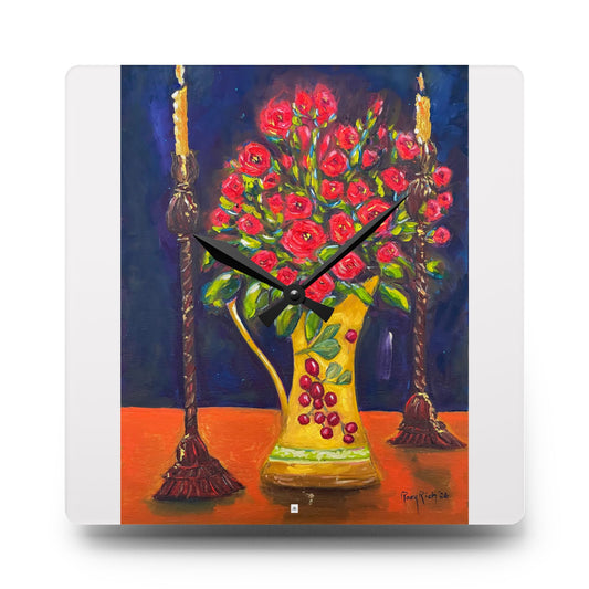 Acrylic Wall Clock -Candlelit Corals