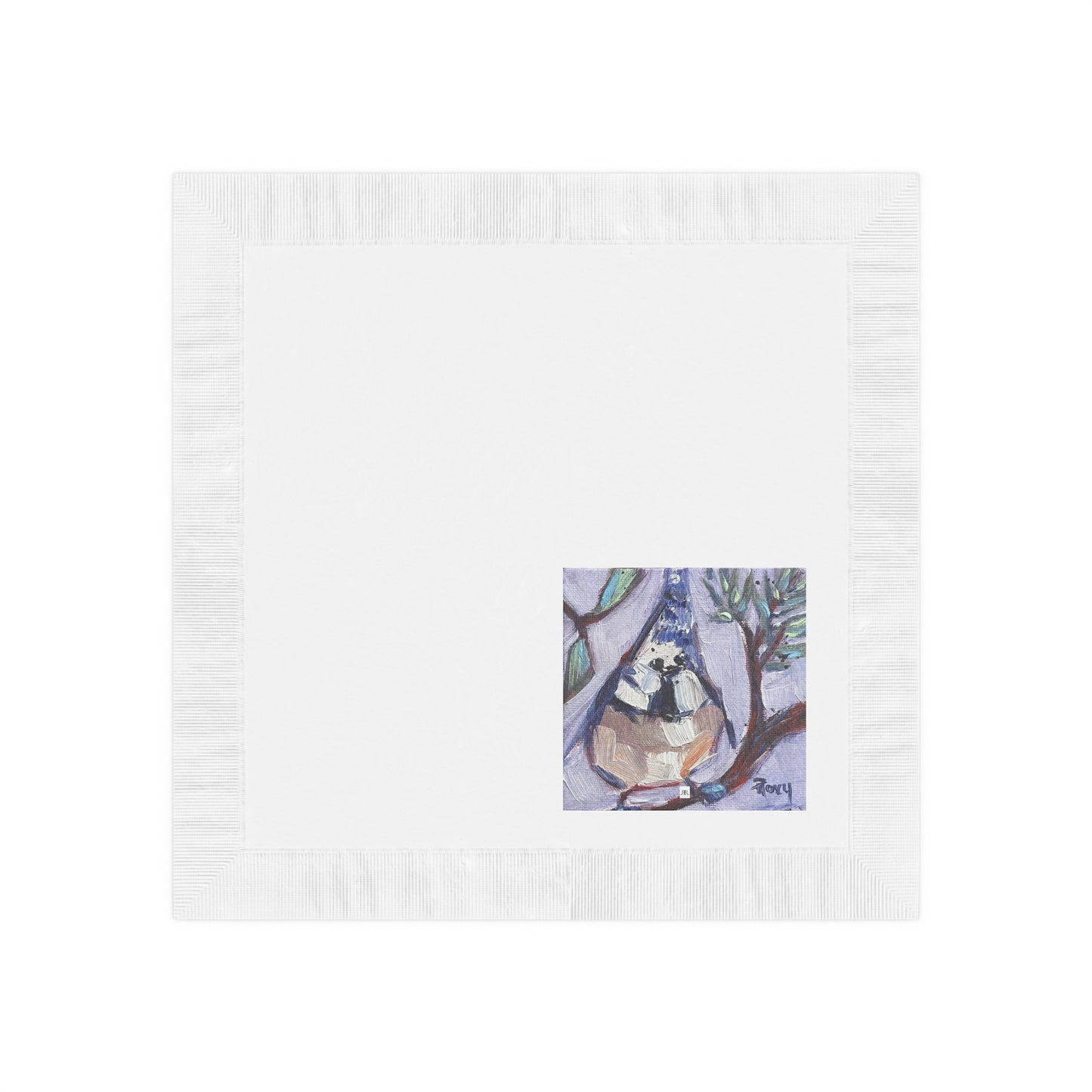 Fat Little Crested Tit Bird-White Coined Napkins