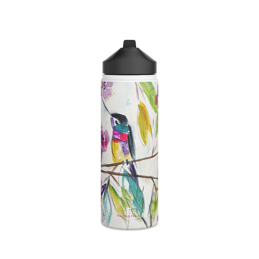 Pretty Perch- Whimsical Hummingbird- Stainless Steel Water Bottle, Standard Lid
