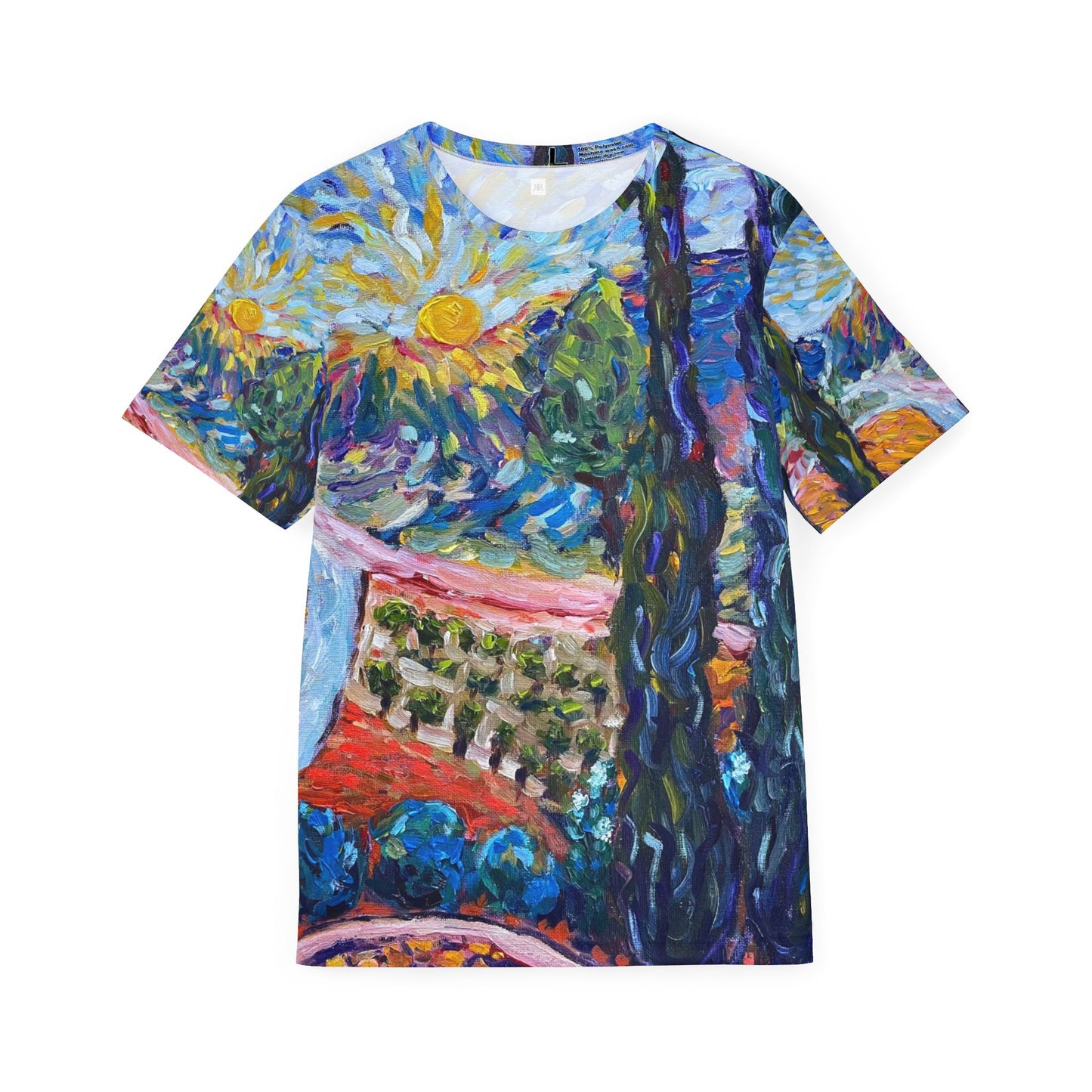 Men's Sports Jersey - Sunny Cypresses, Colorful Contemporary Impressionism Design