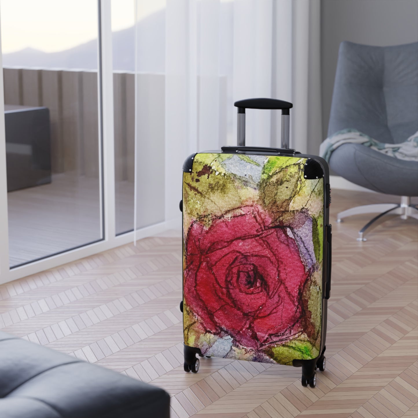 Red Rose Carry on Suitcase (+ 2 Sizes)