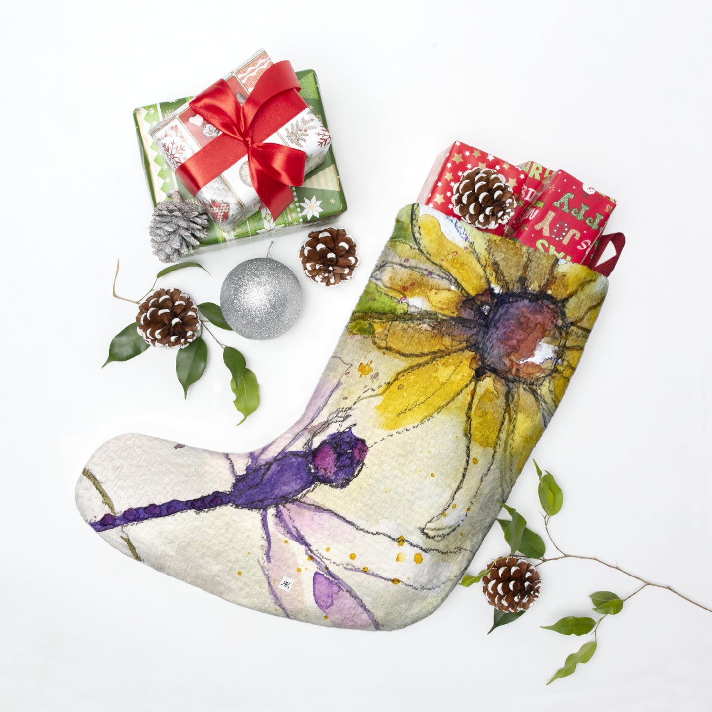 Purple Dragonfly Christmas Stocking