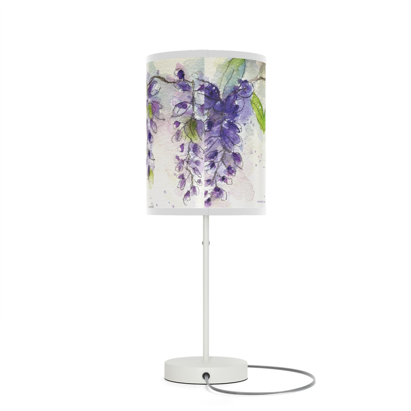 Loose Floral Watercolor Wisteria  Lamp on a Stand, US|CA plug