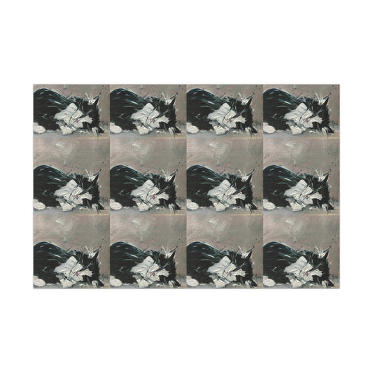 Sleep Kitty Tuxedo Cat Repetitive Print Gift Wrapping Paper