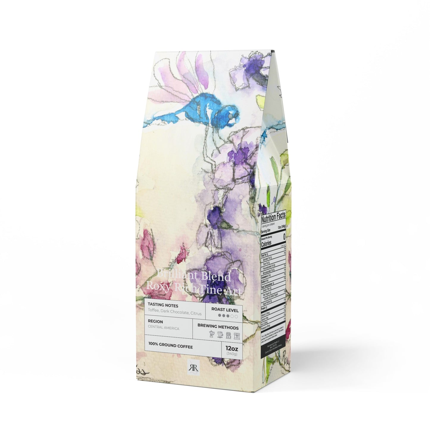 Blue Dragonfly in Purple Tube Flowers-Brilliant Blend (Medium Roast)