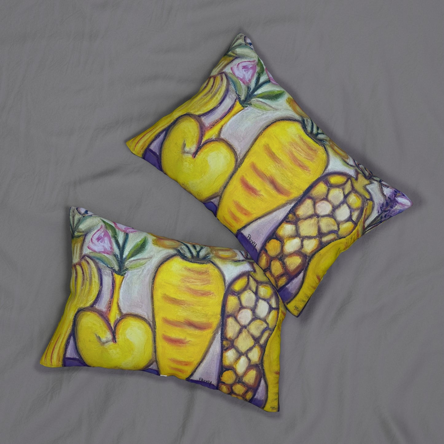 Yellow Vases Lumbar Pillow