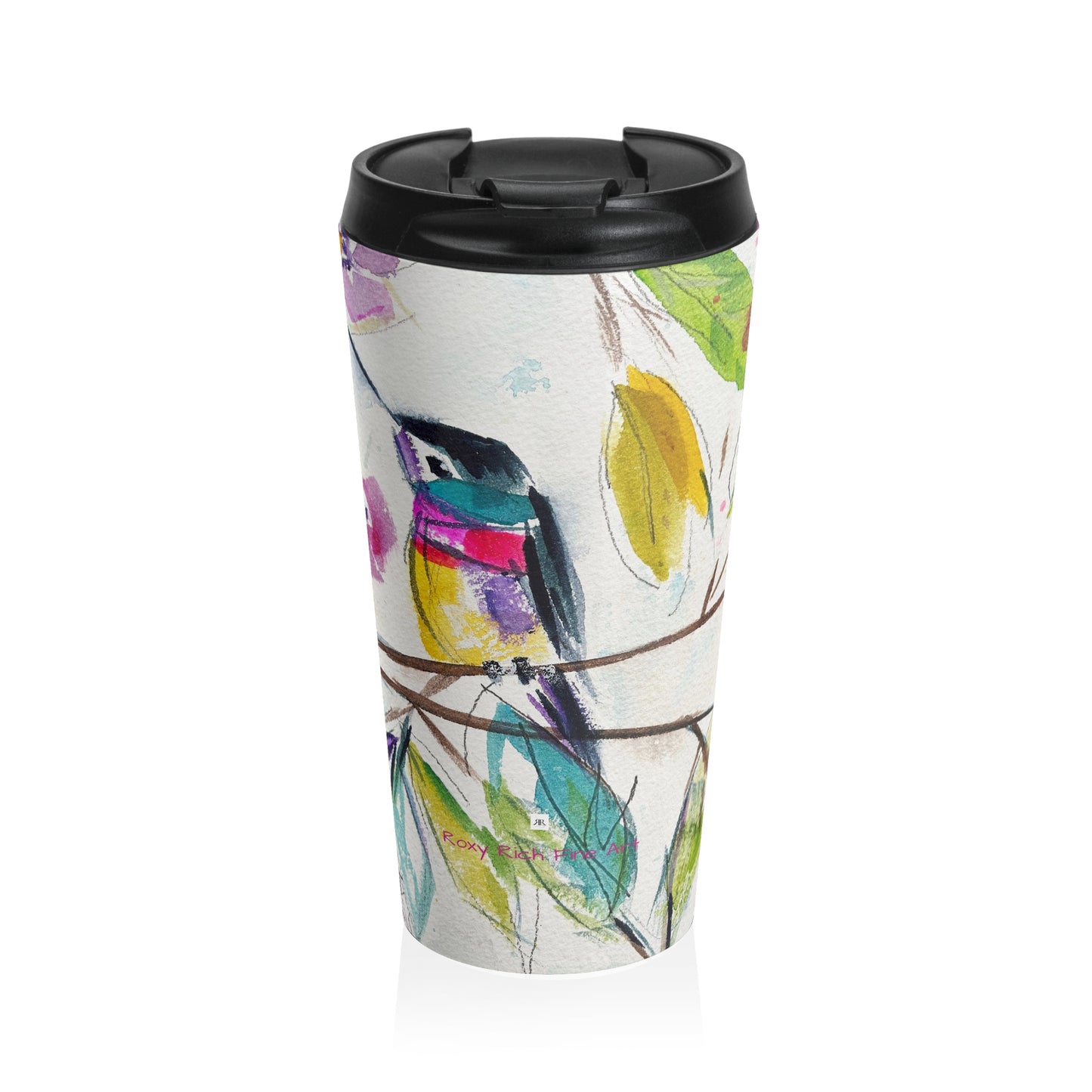 Hummingbird Perch Stainless Steel Travel Mug