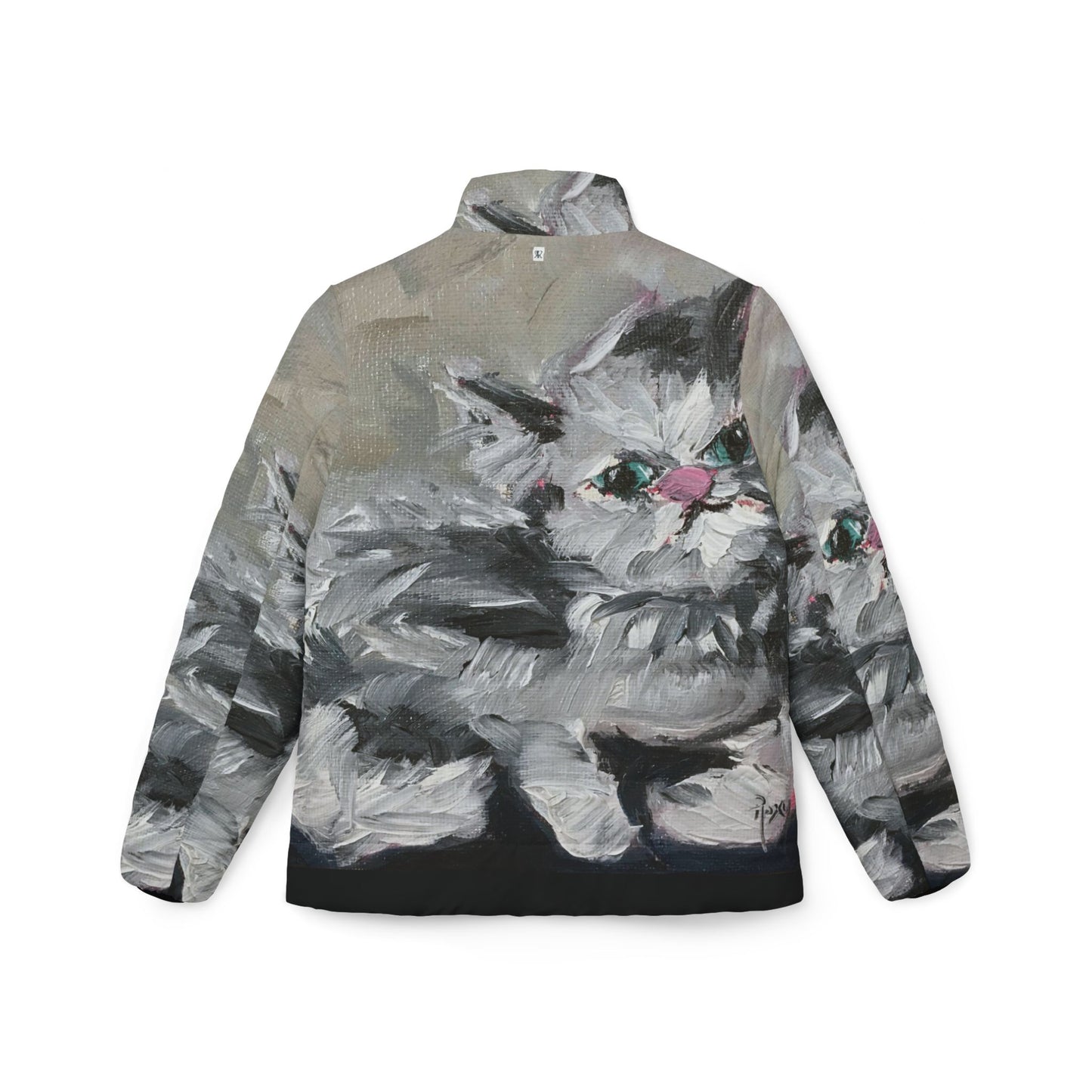 Women's Puffer Jacket - Roxy Rich Fine Art -Babe Fluffy Persian Cat