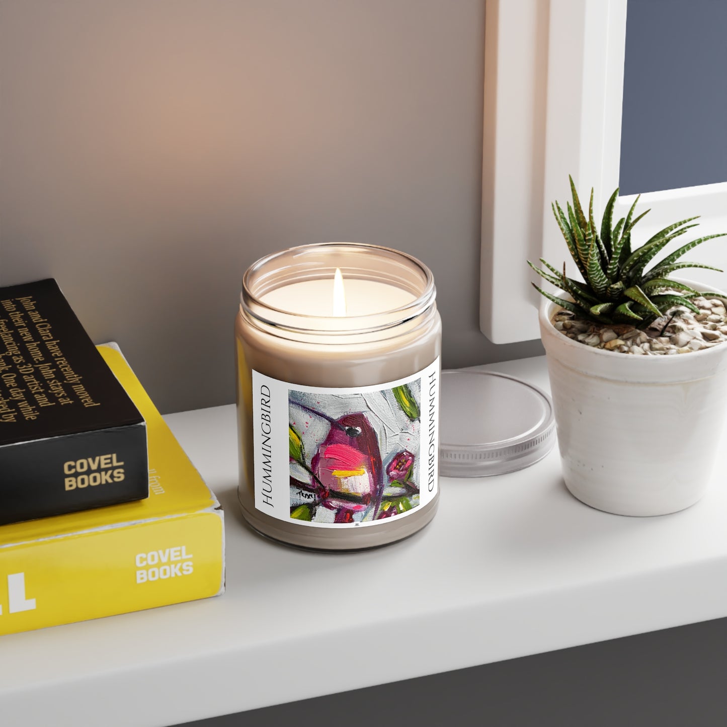 Hummingbird 9oz Scented Soy Candle — Floral & Fresh Aromas, White Lid