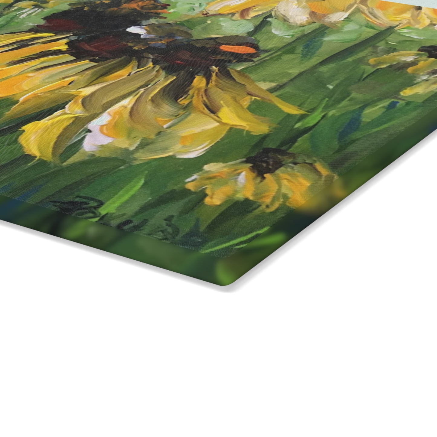 Yellow Coneflowers Glass Cutting Board