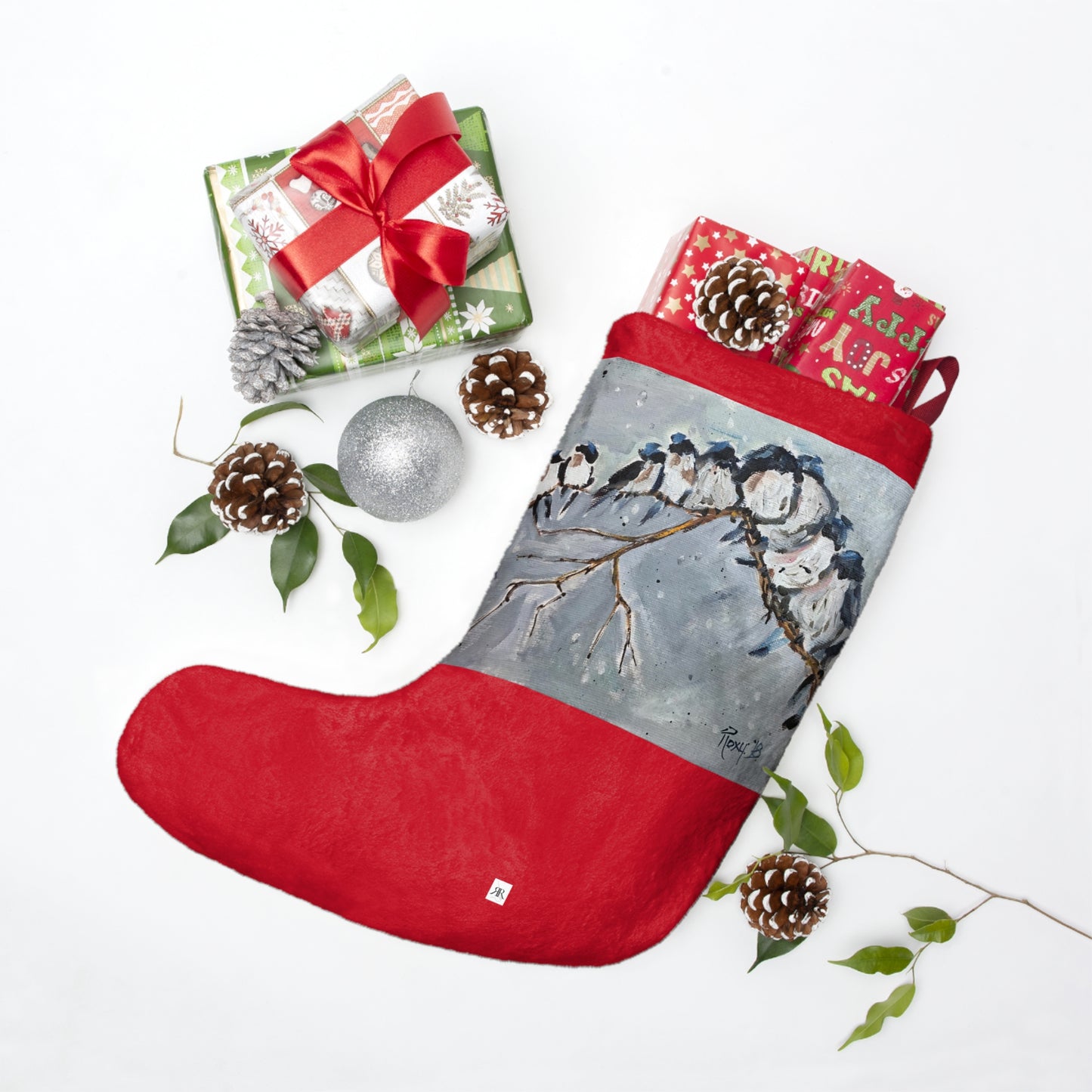 Group Hug Snowy Fairy Wrens Christmas Stocking