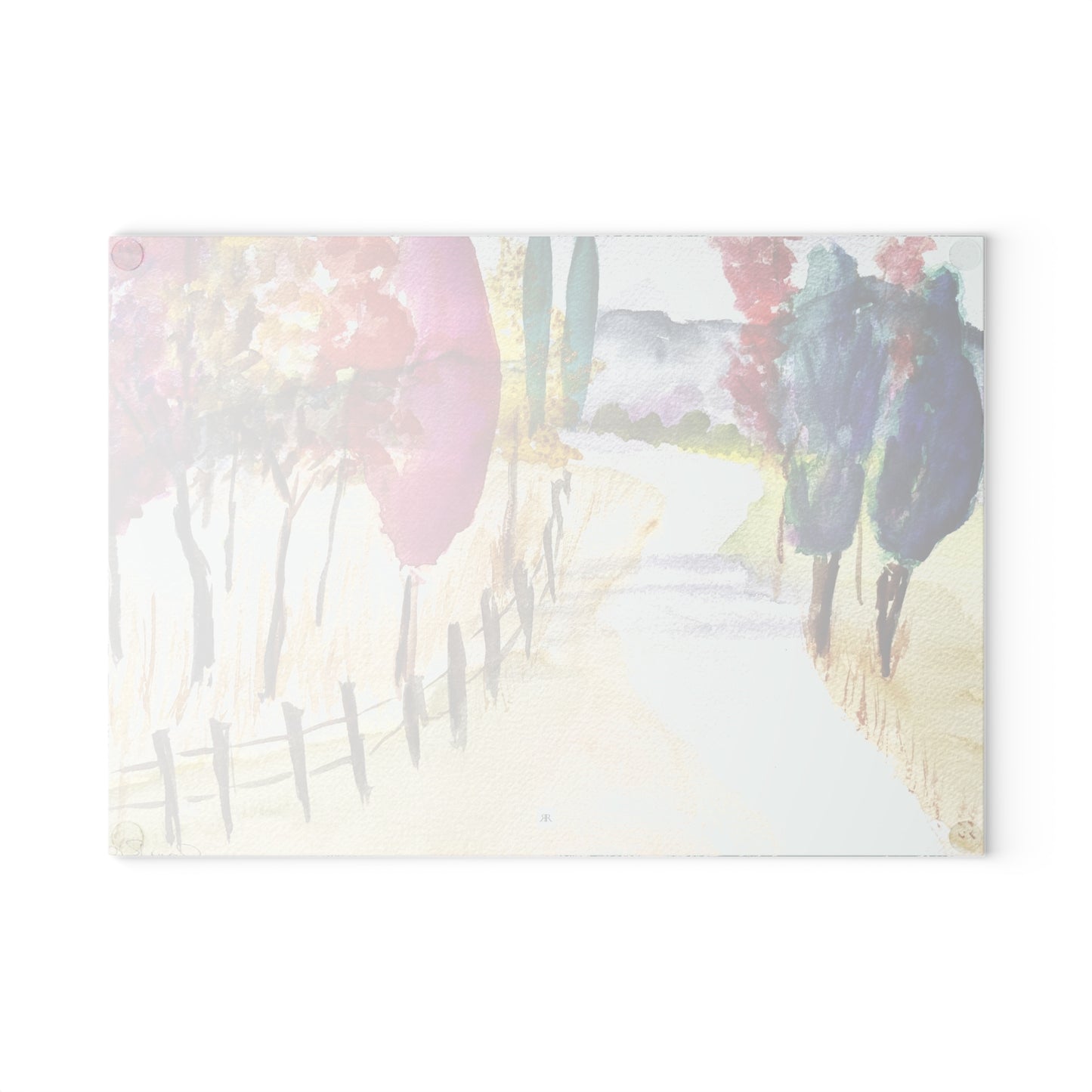 Whimsical Trees Landscape Glass Cutting Board