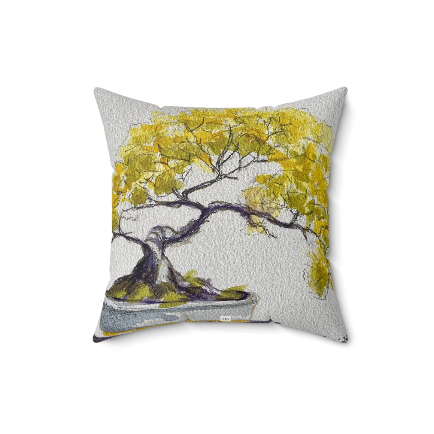 Yellow Bonsai Indoor Spun Polyester Square Pillow