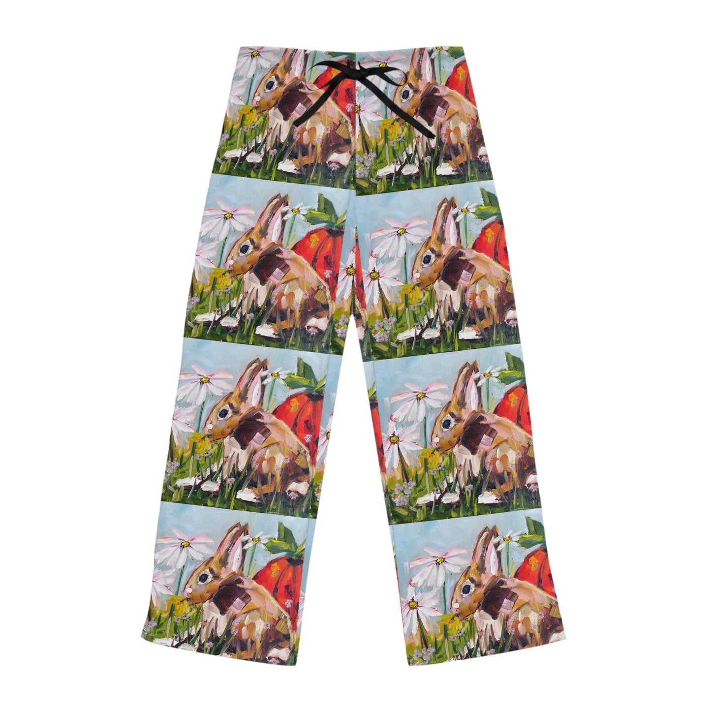 Pajama Pants - Bunny in the Garden- Women's Pajama Pants