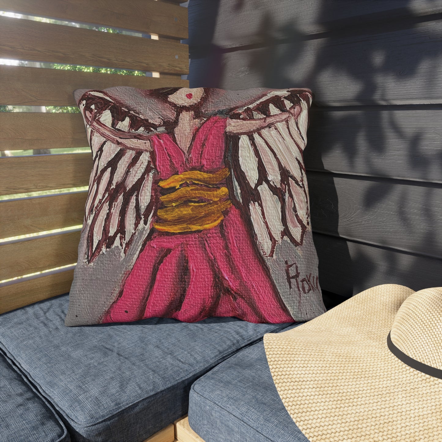 Pink Angel Outdoor Pillows