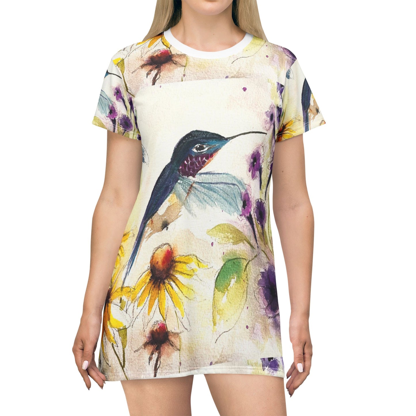 T-Shirt Dress -Happy Hummingbird