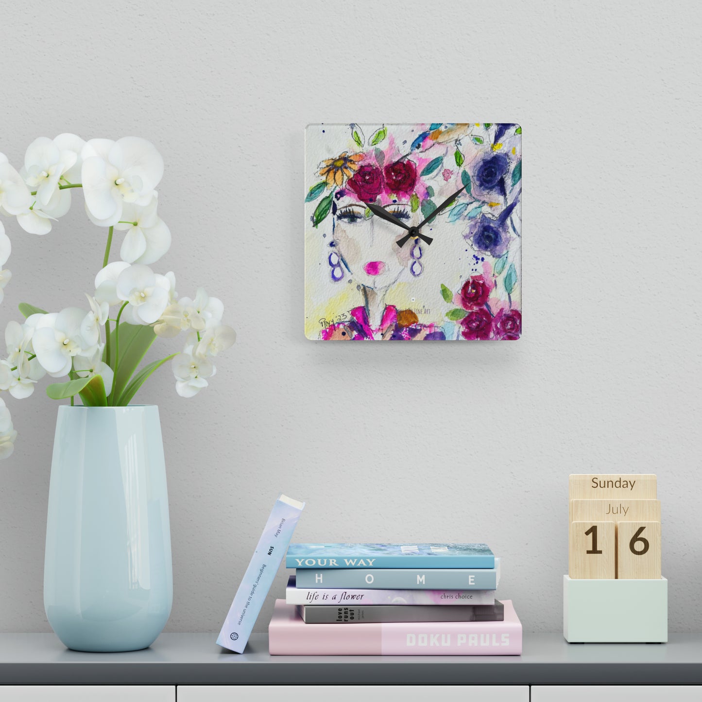 Haute Couture Hummingbird Acrylic Wall Clock