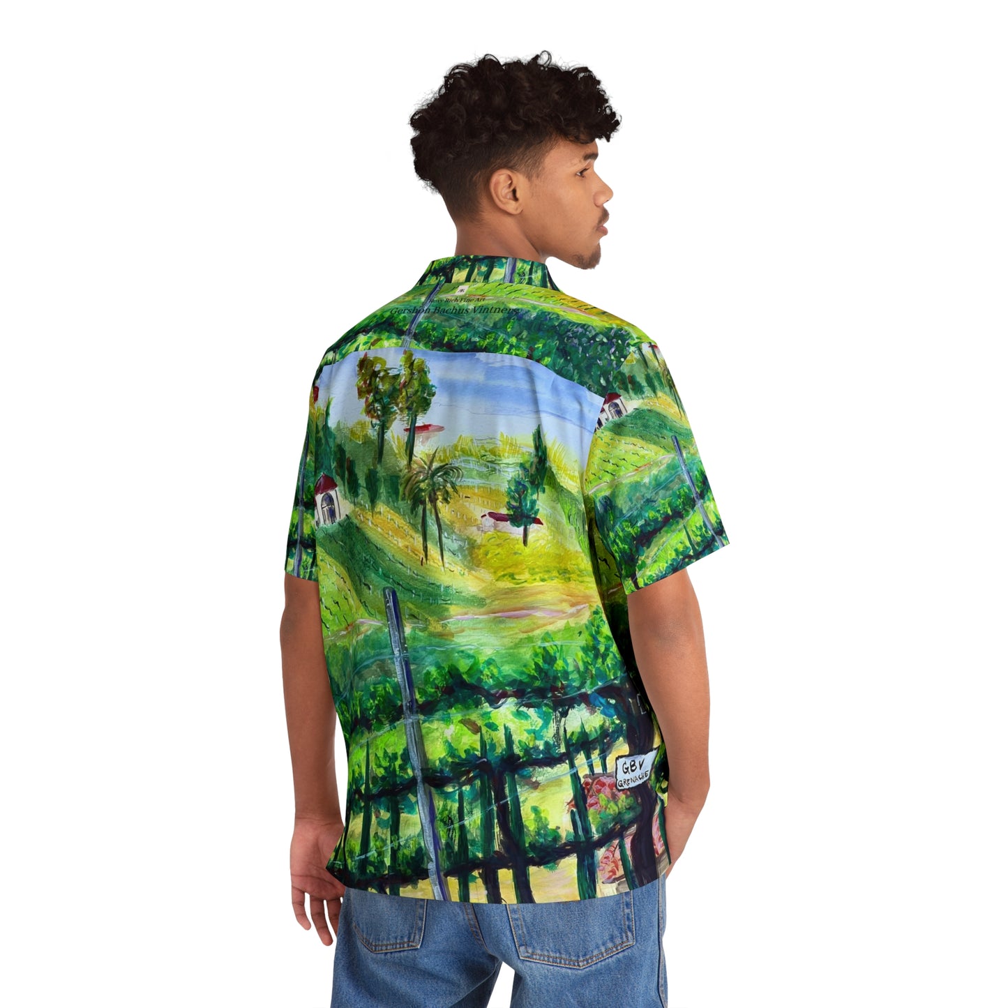 Men's Hawaiian Shirt- Grenache Vines at Gershon Bachus Vintners