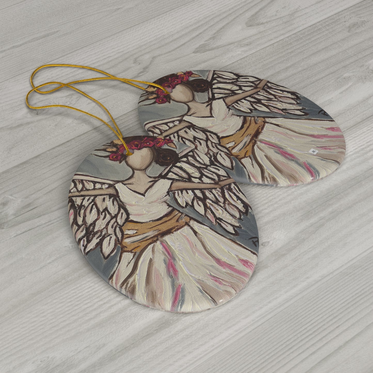 Angel Rising Ceramic Ornament