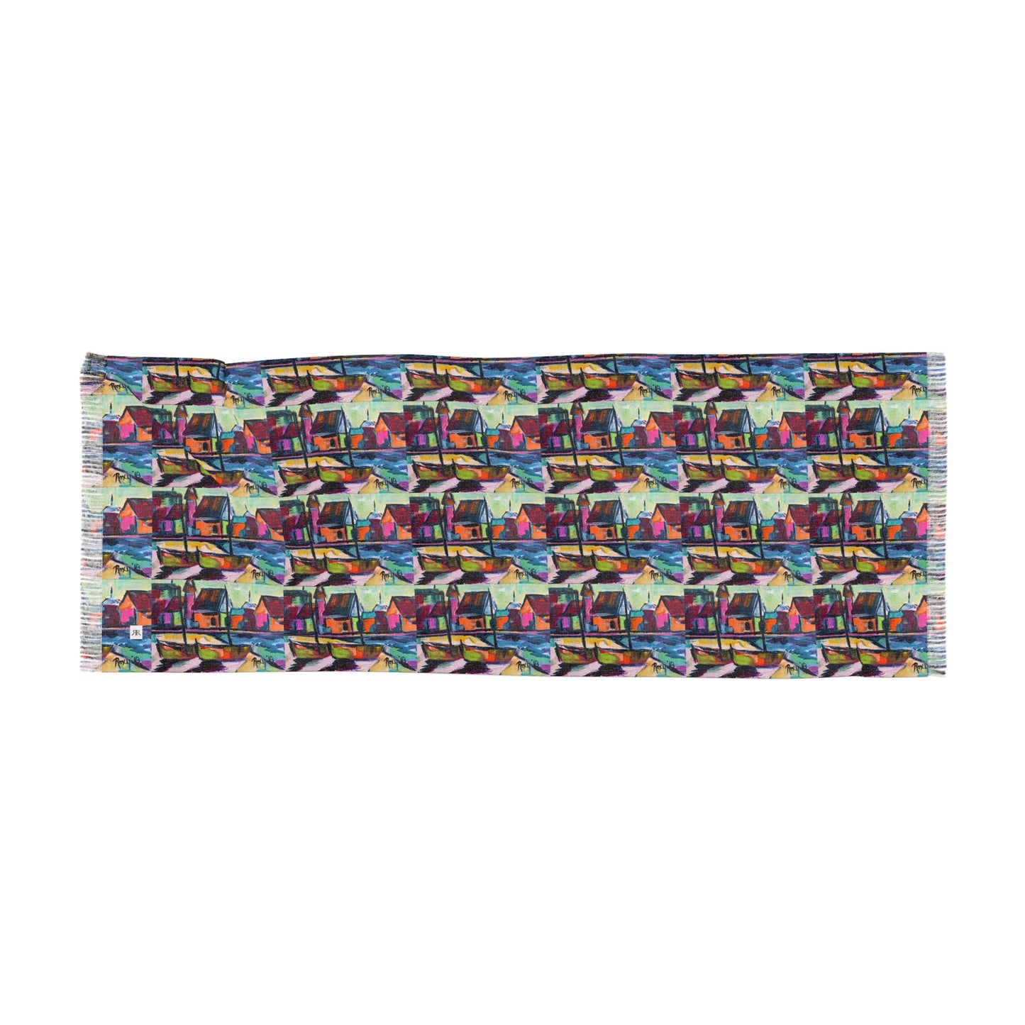 Colorful Scarf — Artistic Lightweight Neck Wrap- Boardwalk Boats