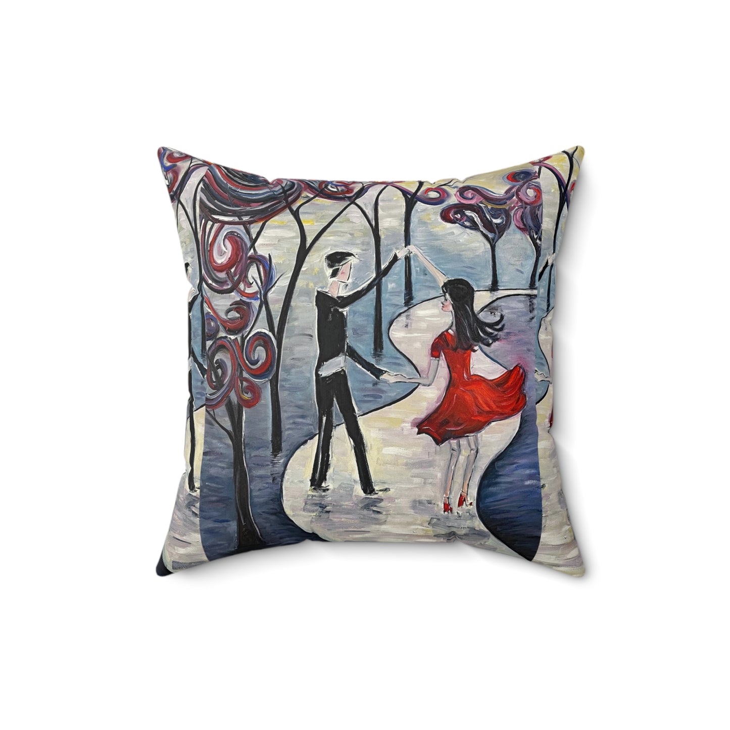 Dancing in the Moonlight (Romantic Couple) Indoor Spun Polyester Square Pillow