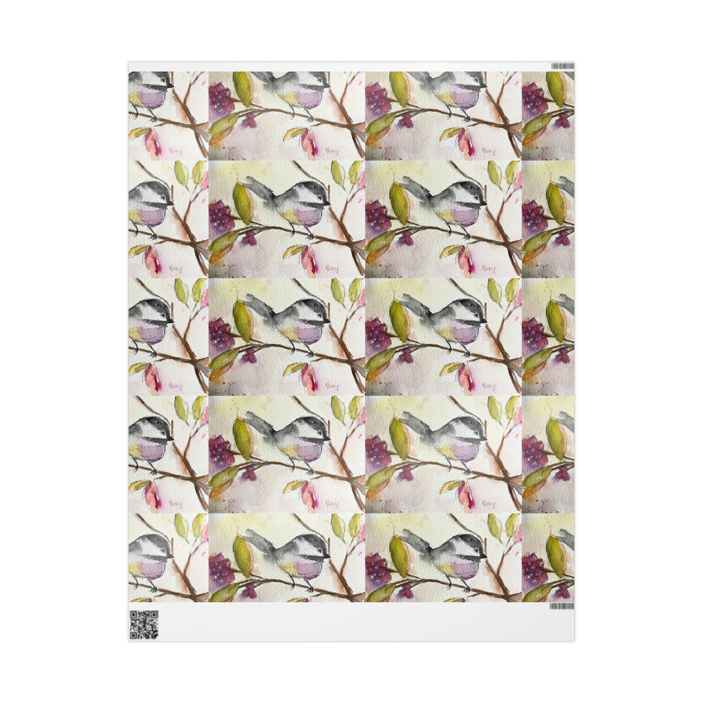 Elegant Chickadee in a Berry Tree (3 Sizes) Wrapping Papers