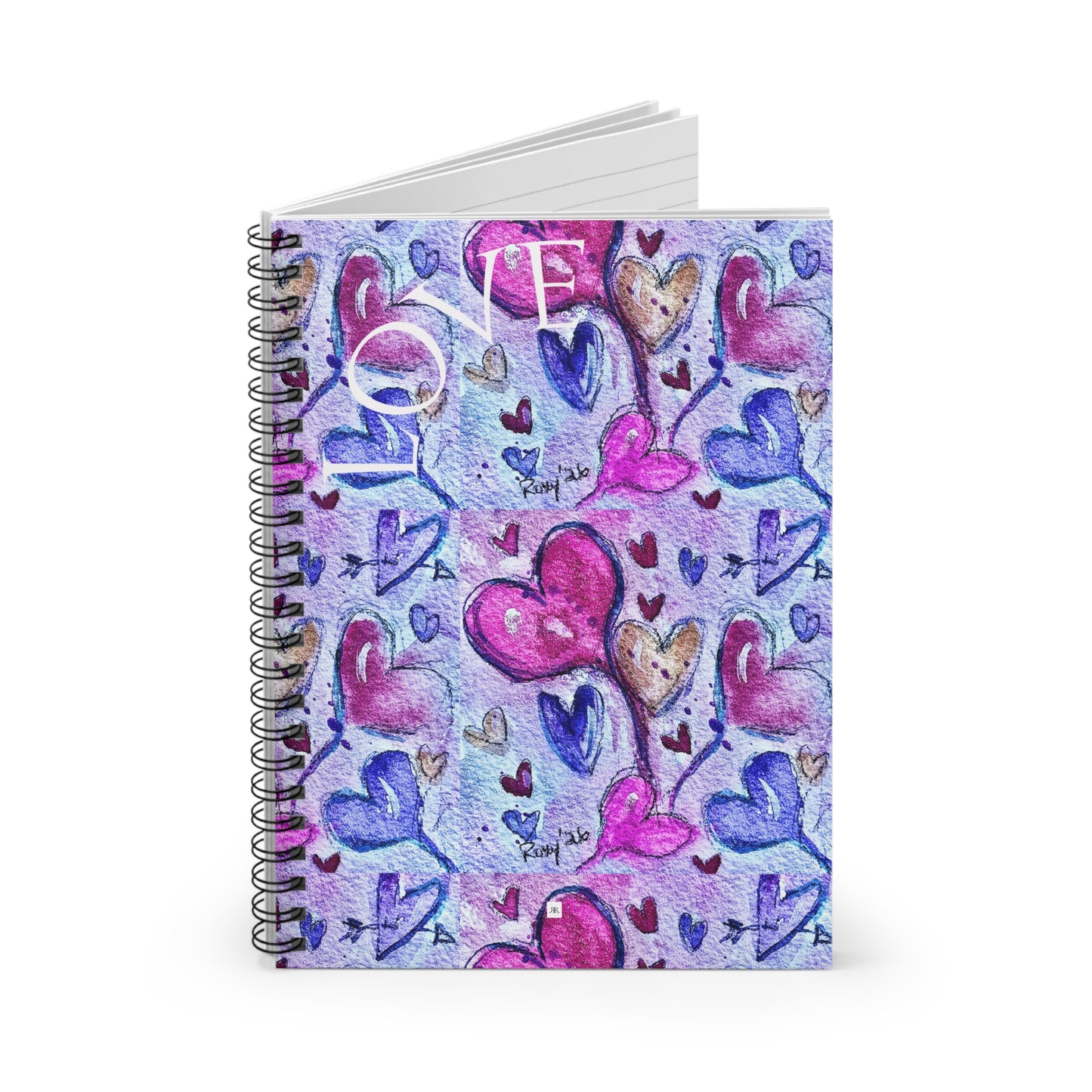 Floating Hearts Ruled Notebook — Friend Gift Spiral Notebook