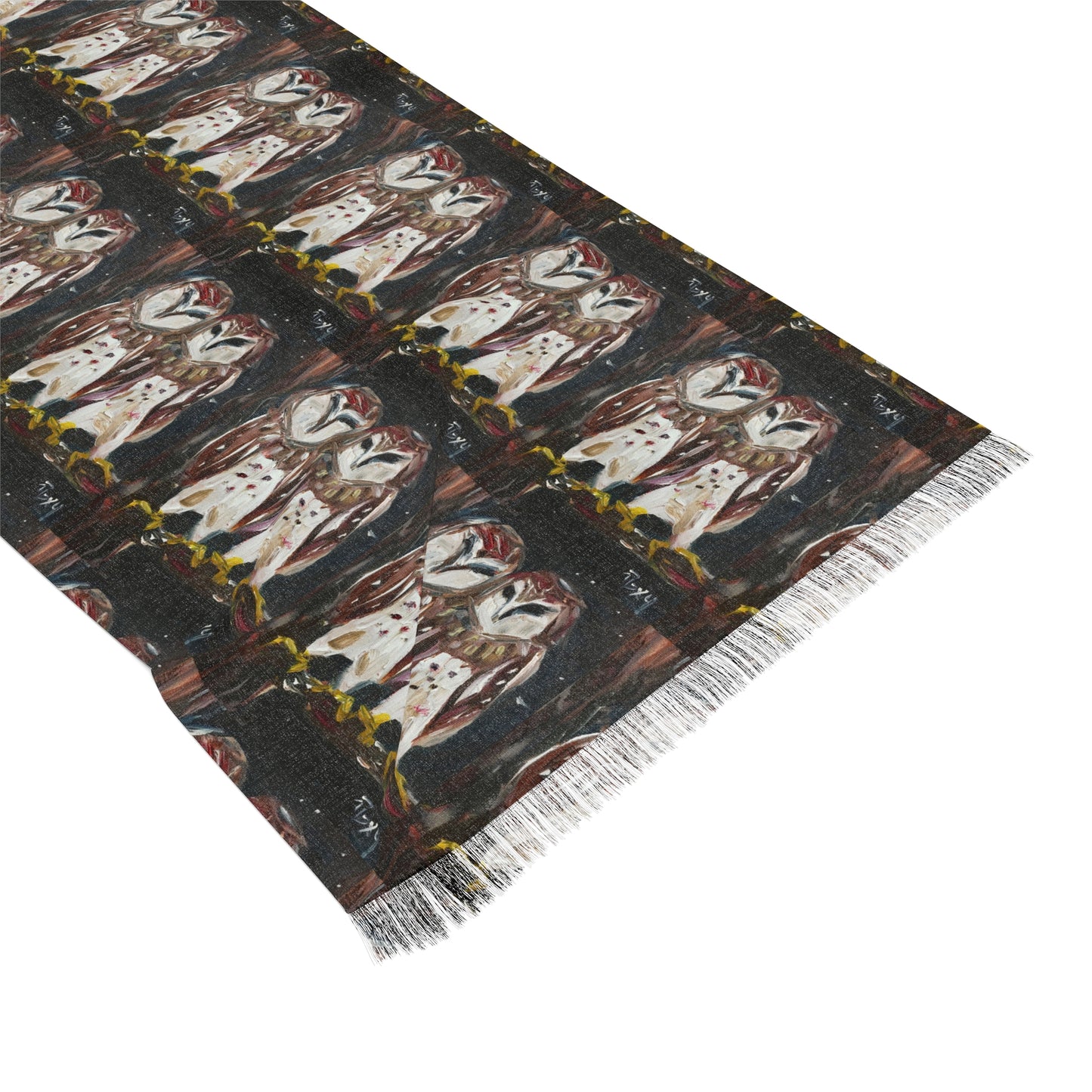 Colorful Scarf — Artistic Lightweight Neck Wrap- Gangsta Barn Owls