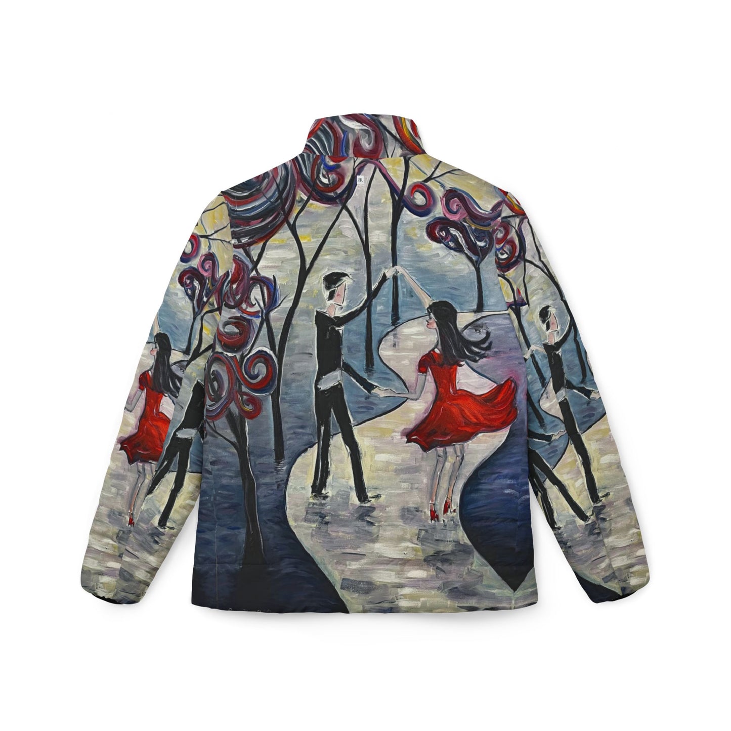 Women's Puffer Jacket - Roxy Rich Fine Art -Dancing in the Moonlight-Paris Couple