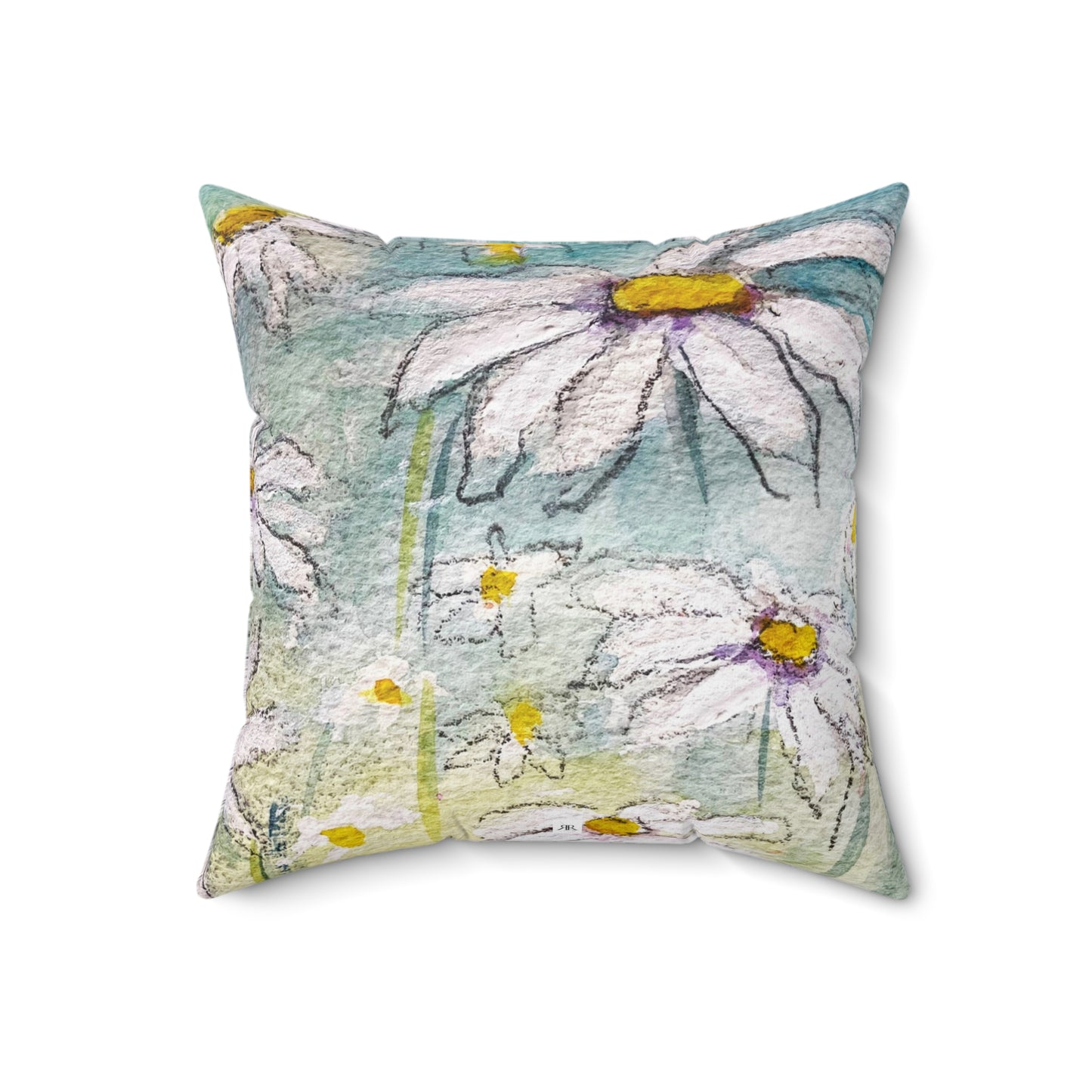 Indoor Spun Polyester Square Pillow-Daisies