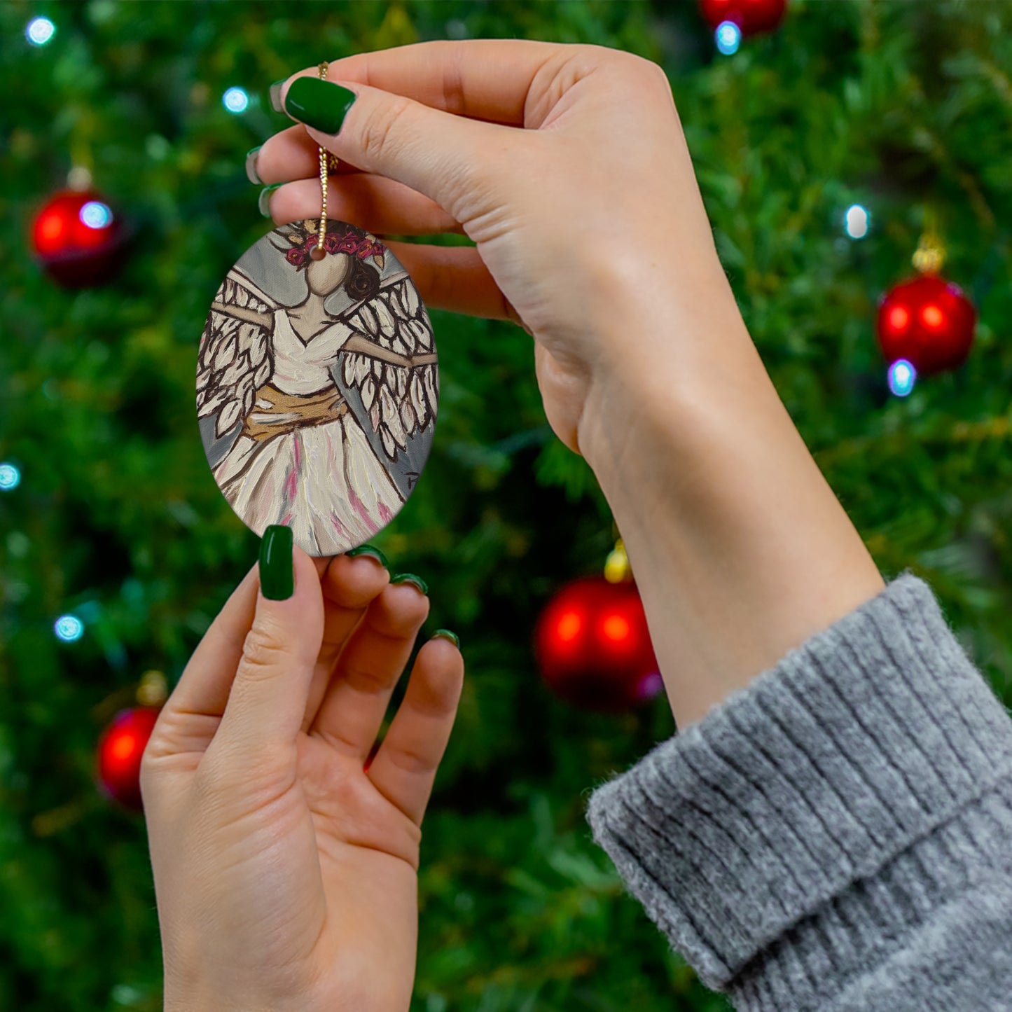 Angel Rising Ceramic Ornament