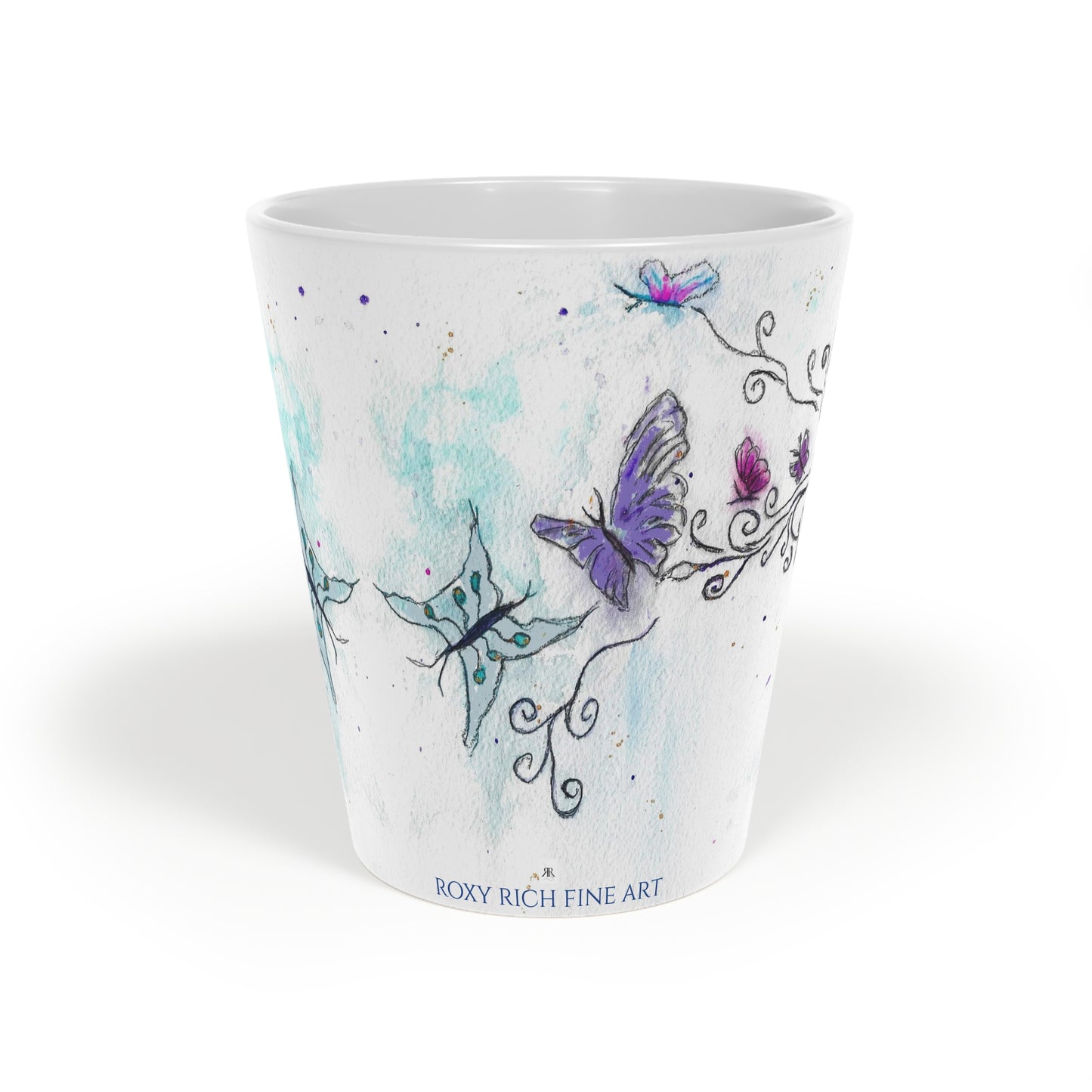Mermaid Butterfly Kisses Latte Mug, 12oz