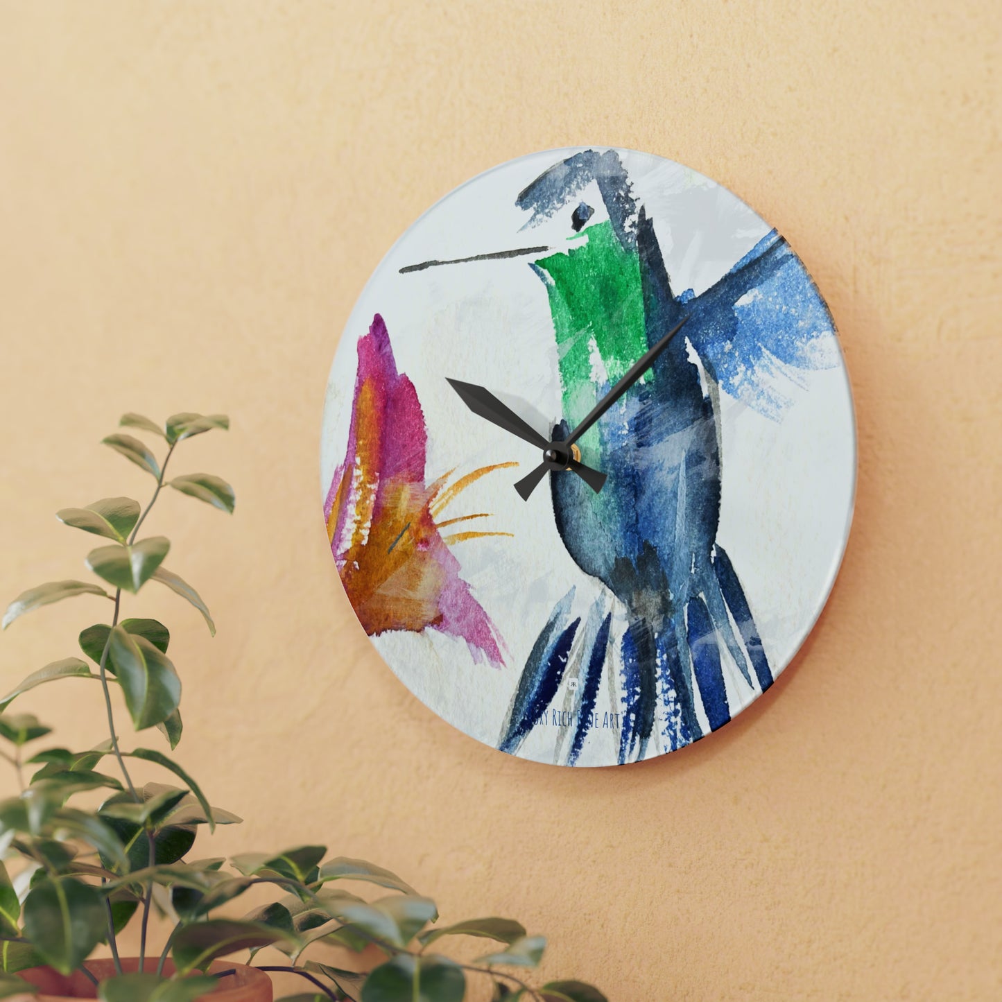 Floaty Hummingbird Acrylic Wall Clock