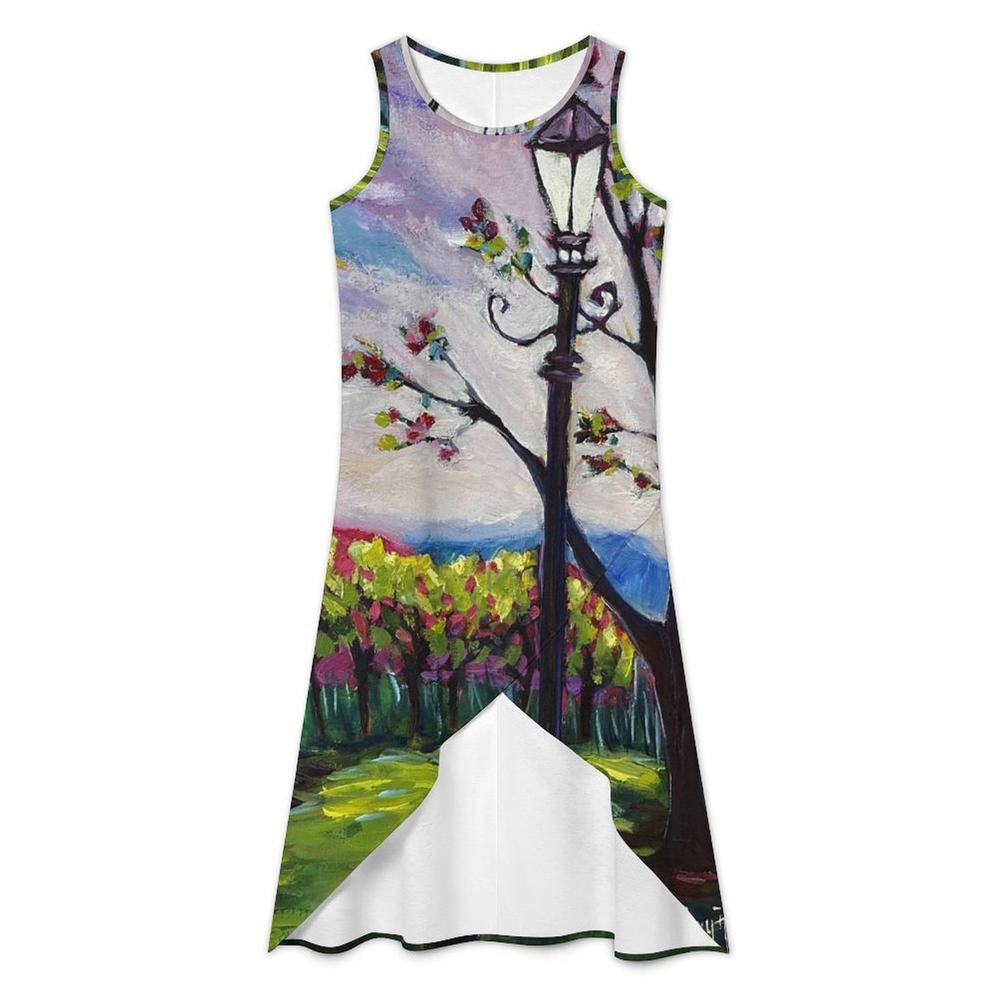Sundown in Surrey Asymmetrical Dress Sleeveless High-Low Hem Dress