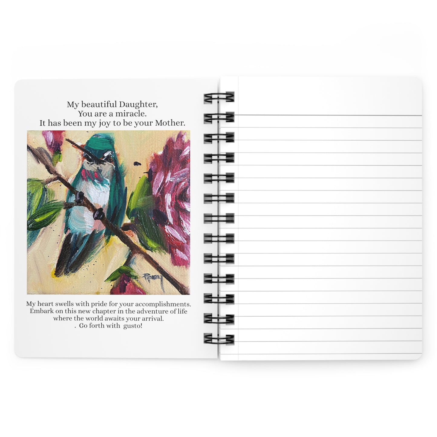 Congratulations Daughter- Hummingbirds-With Sentiments Spiral Bound Journal